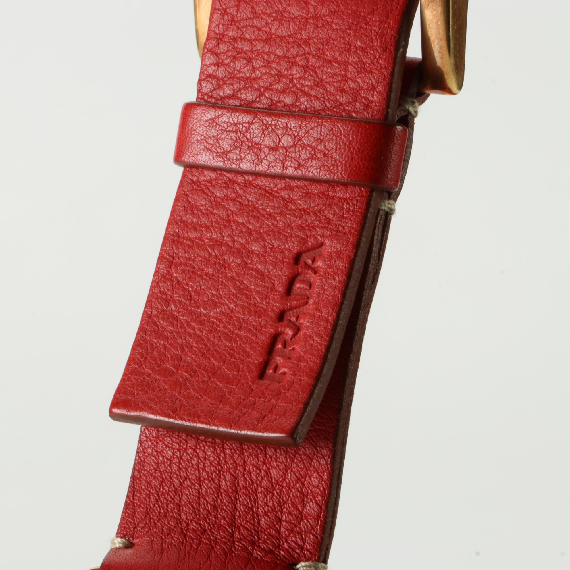Prada ZipTop Shoulder Bag in Red Vitello Daino Leather with Box EBTH
