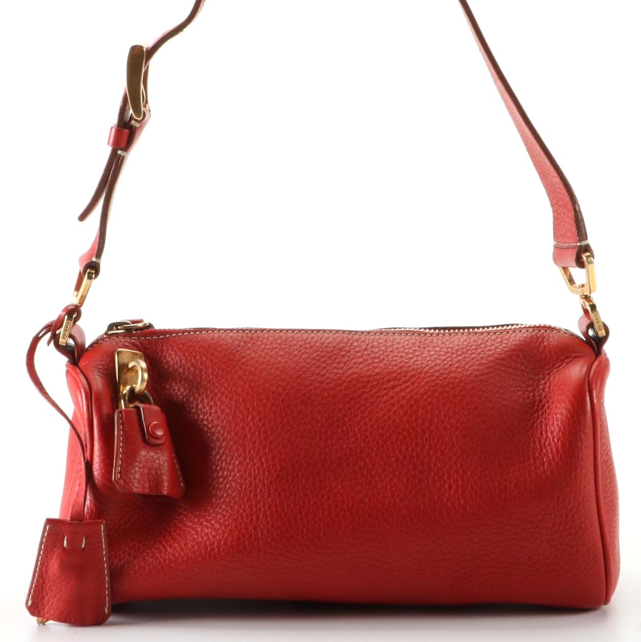 Prada ZipTop Shoulder Bag in Red Vitello Daino Leather with Box EBTH