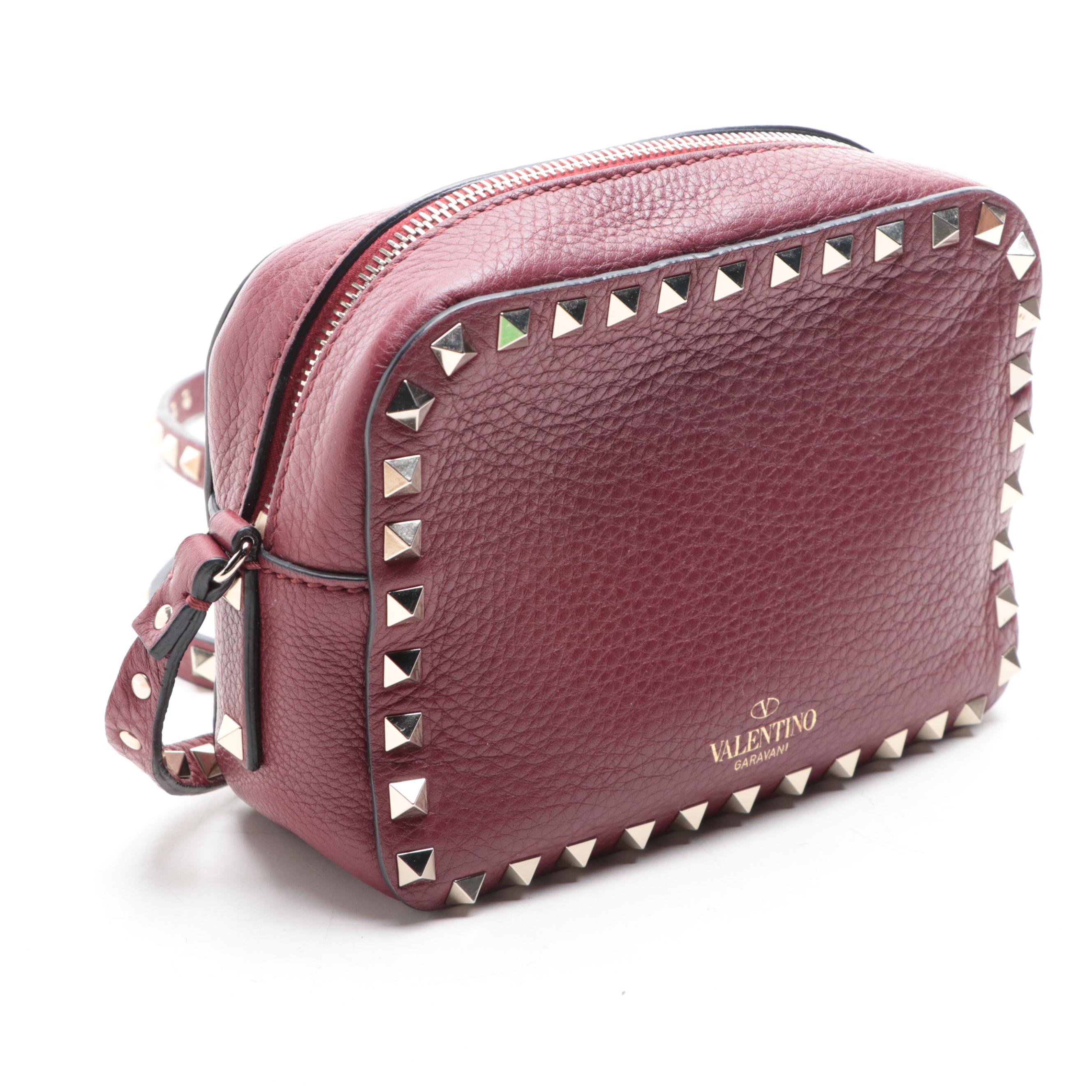 Valentino Rockstud Camera Crossbody Bag in Red Leather EBTH