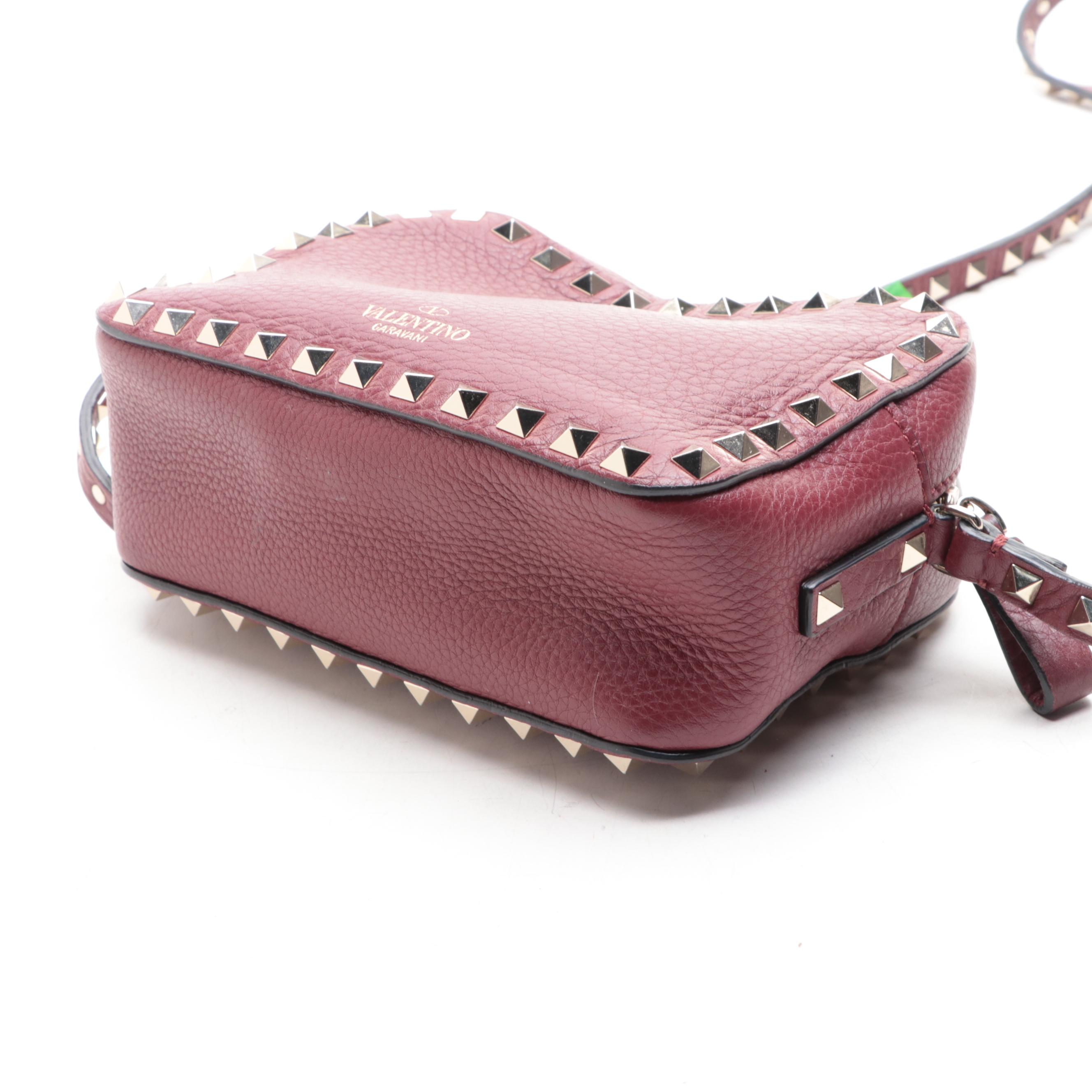Valentino Rockstud Camera Crossbody Bag in Red Leather EBTH