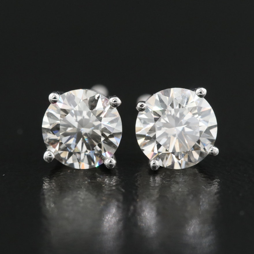 Platinum 1.37 CTW Lab Grown Diamond Stud Earrings