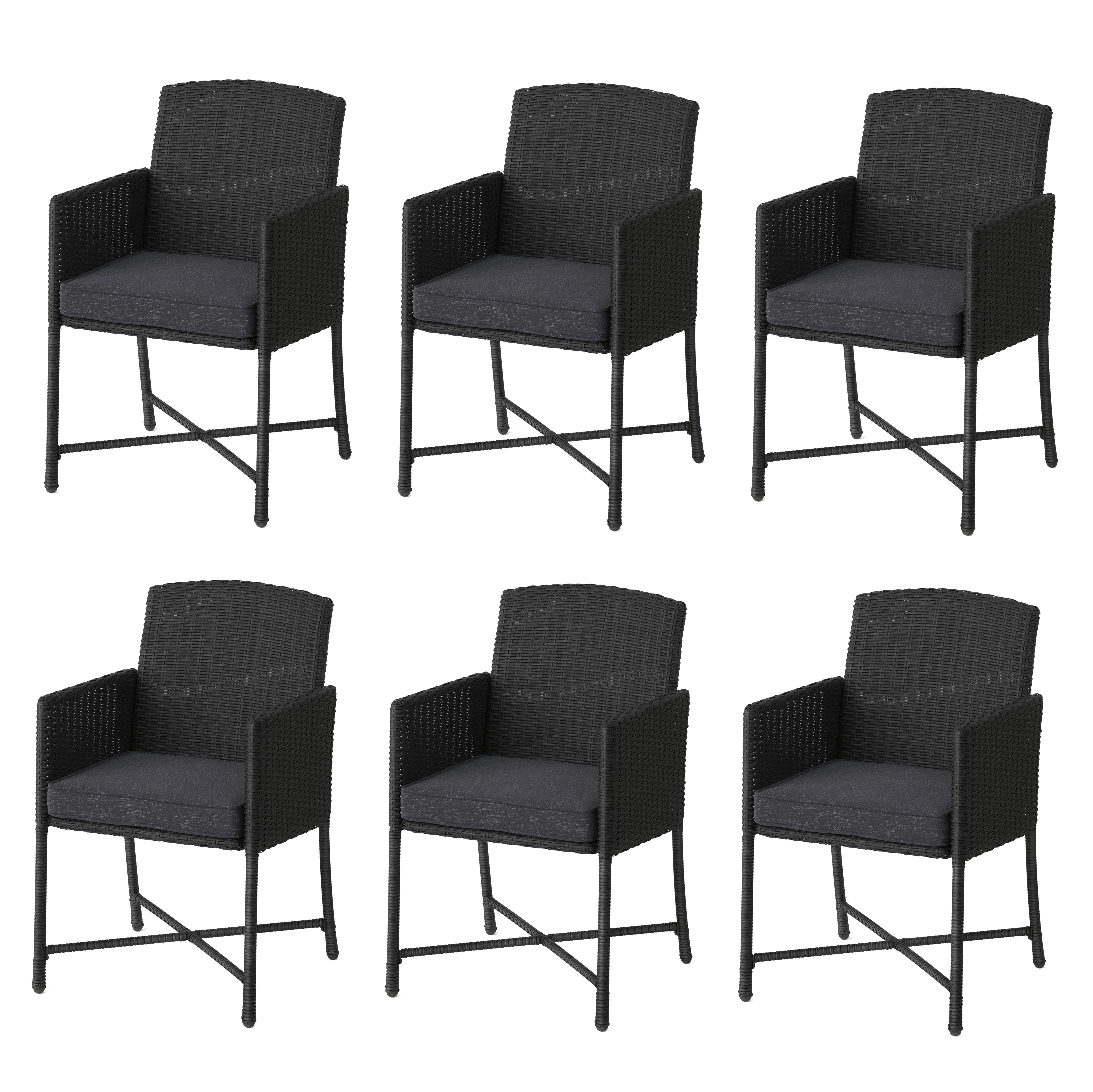 Six Threshold Eliot Gray Wicker Dining Chairs EBTH