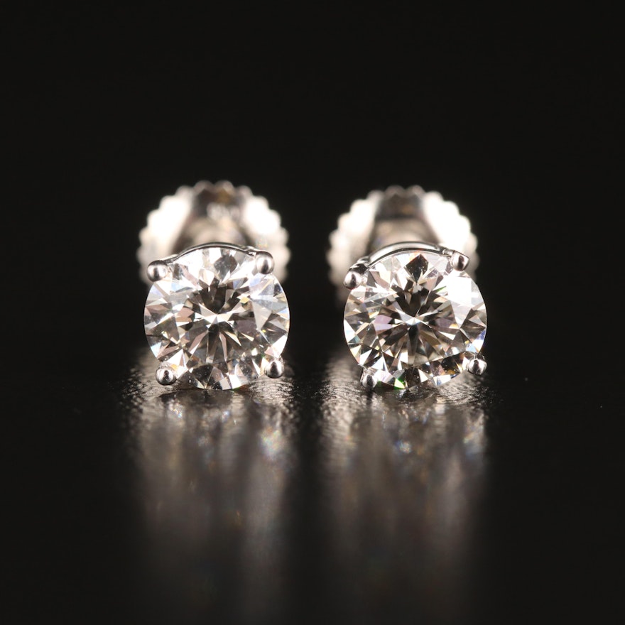 Platinum 1.40 CTW Lab Grown Diamond Stud Earrings
