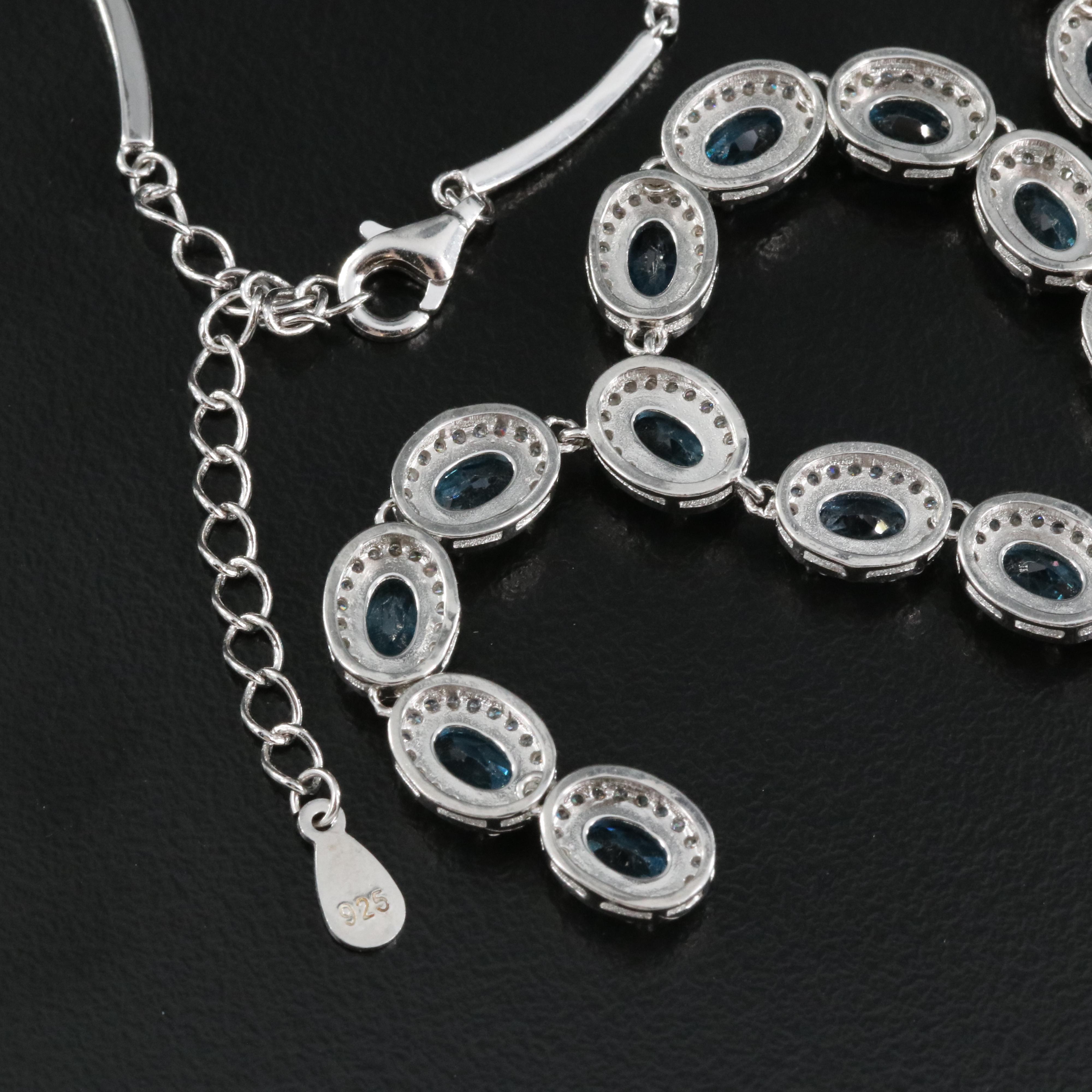 Sterling London Blue Topaz and Cubic Zirconia Y Necklace EBTH