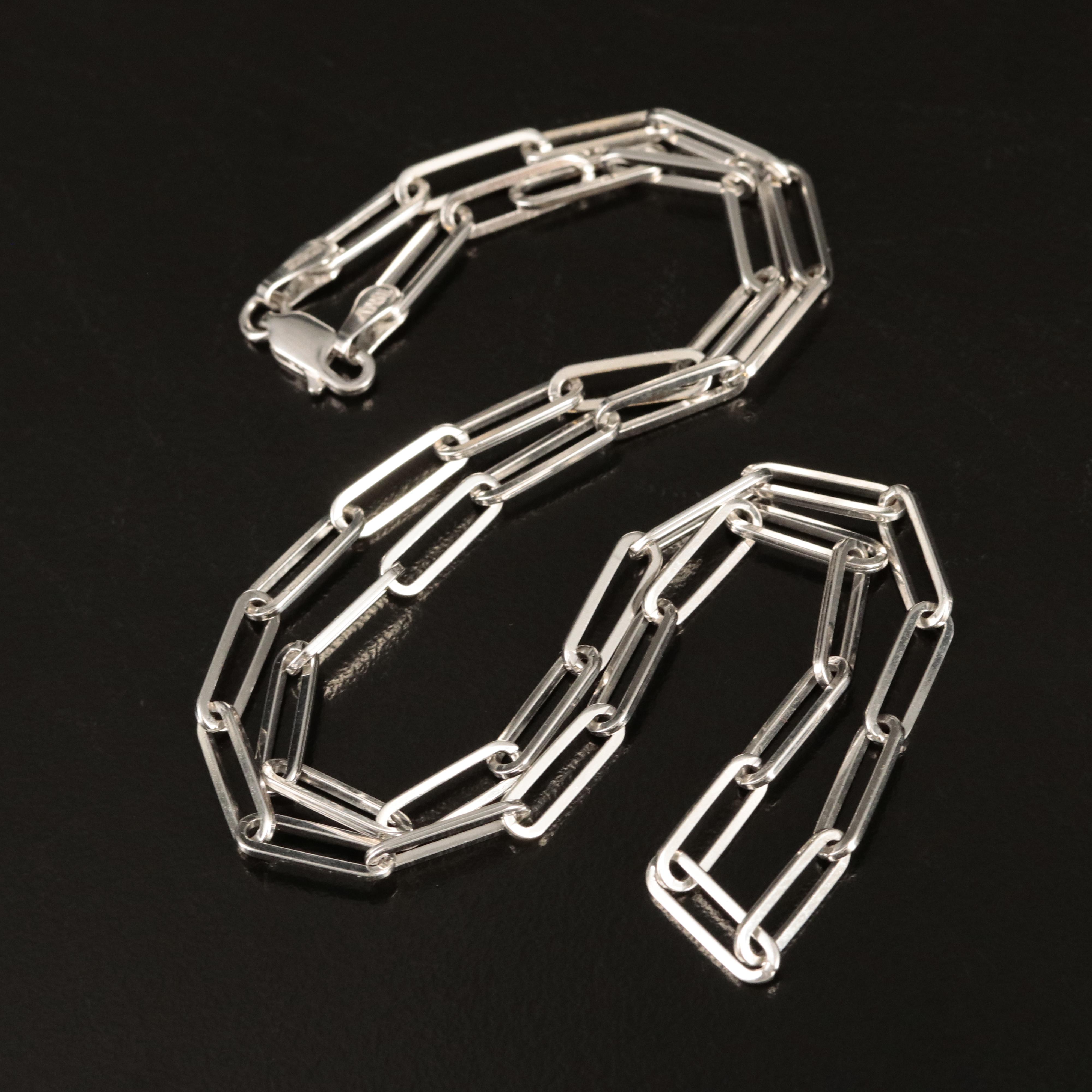 Sterling Paper Clip Chain Necklace EBTH