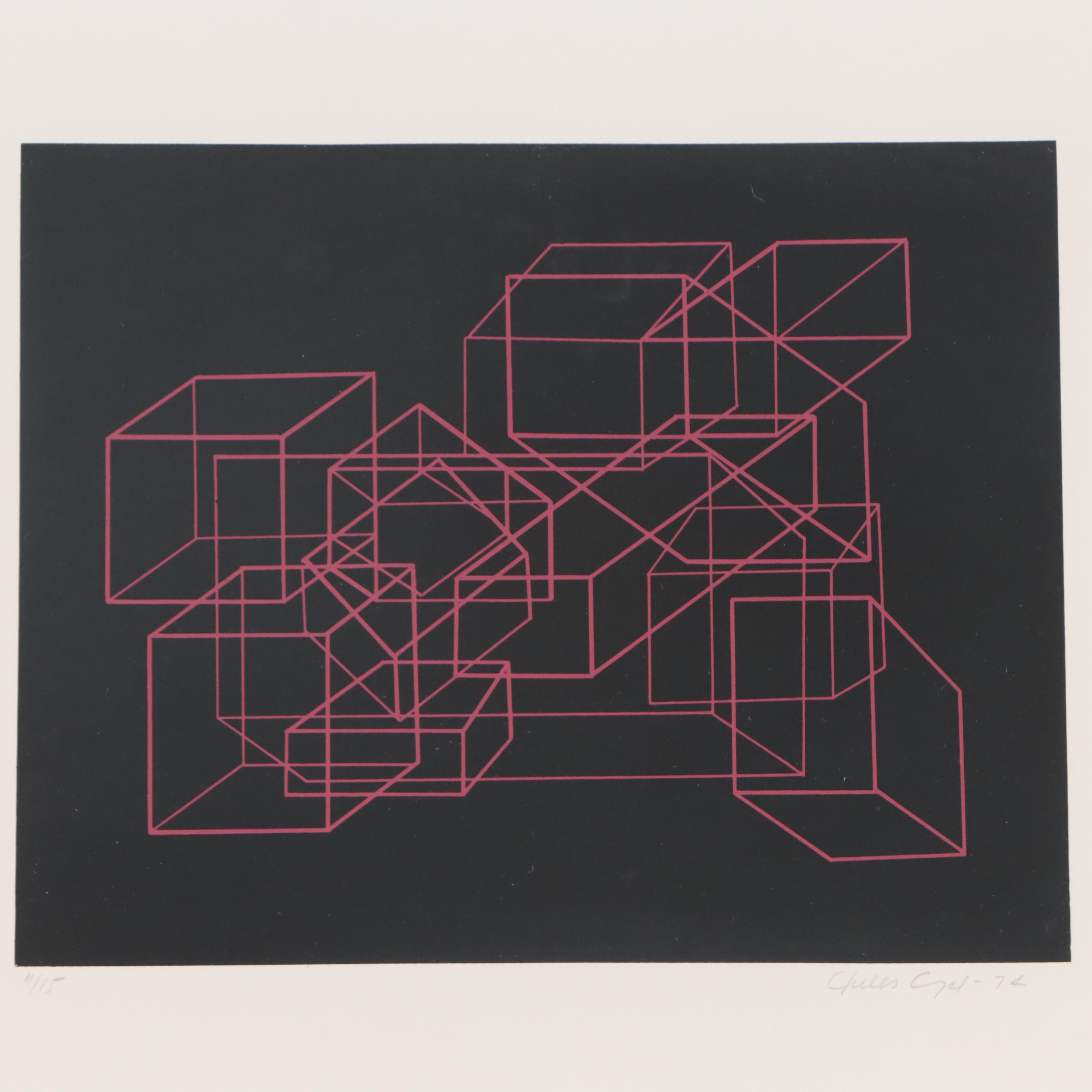 Jules Engel Abstract Geometric Serigraph, 1974 EBTH