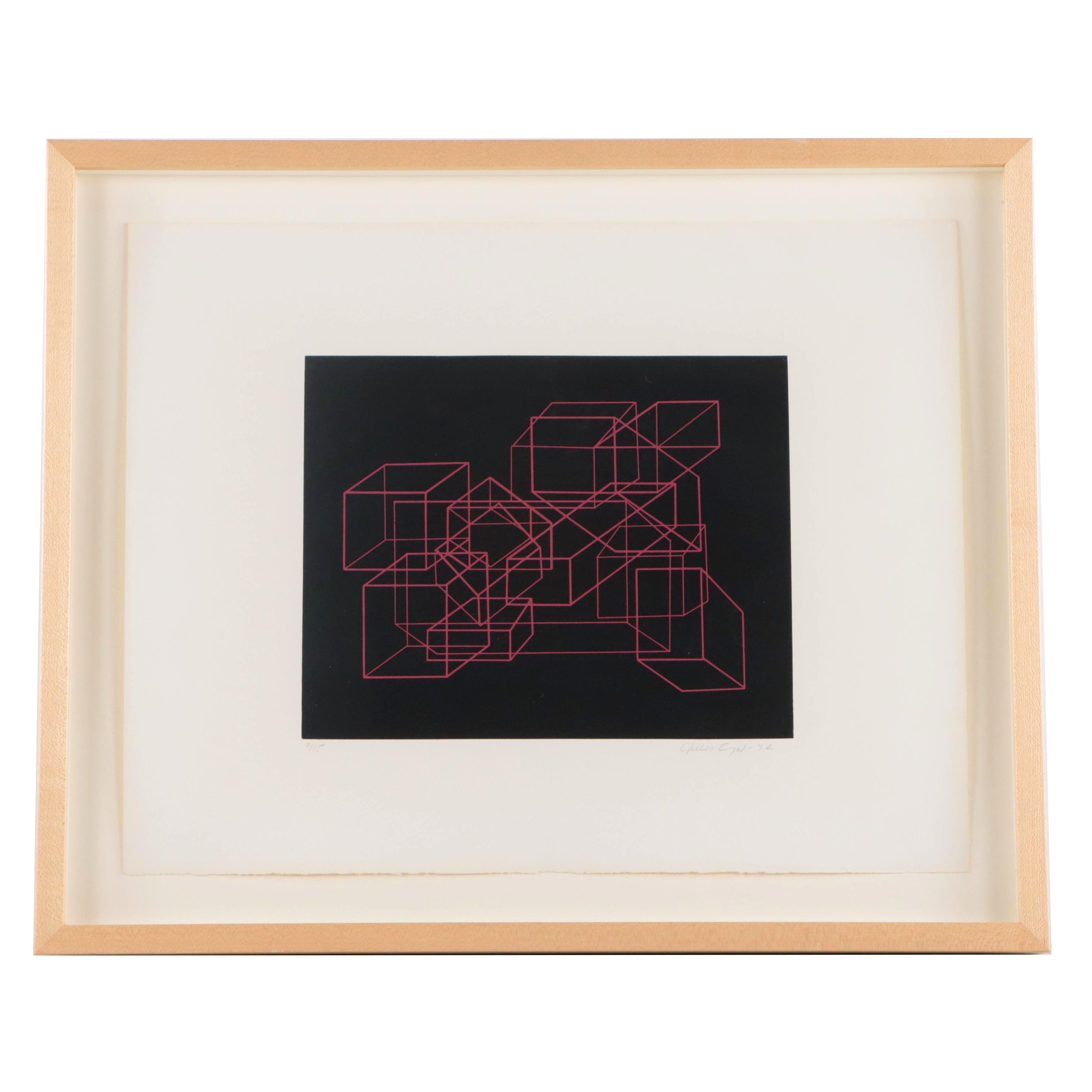 Jules Engel Abstract Geometric Serigraph, 1974 EBTH