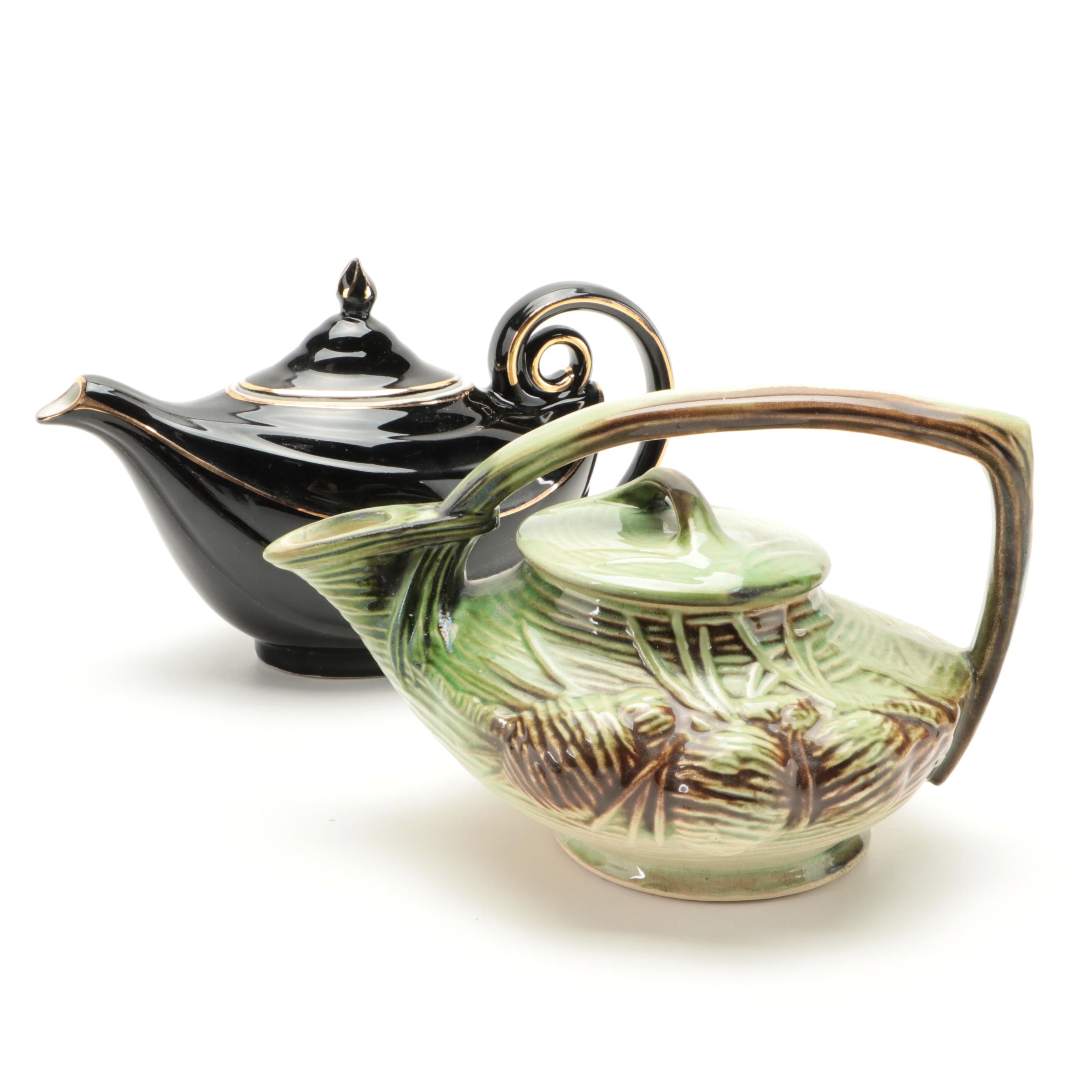 McCoy Pottery "Pinecone" with Hall China Genie Ceramic Teapots EBTH