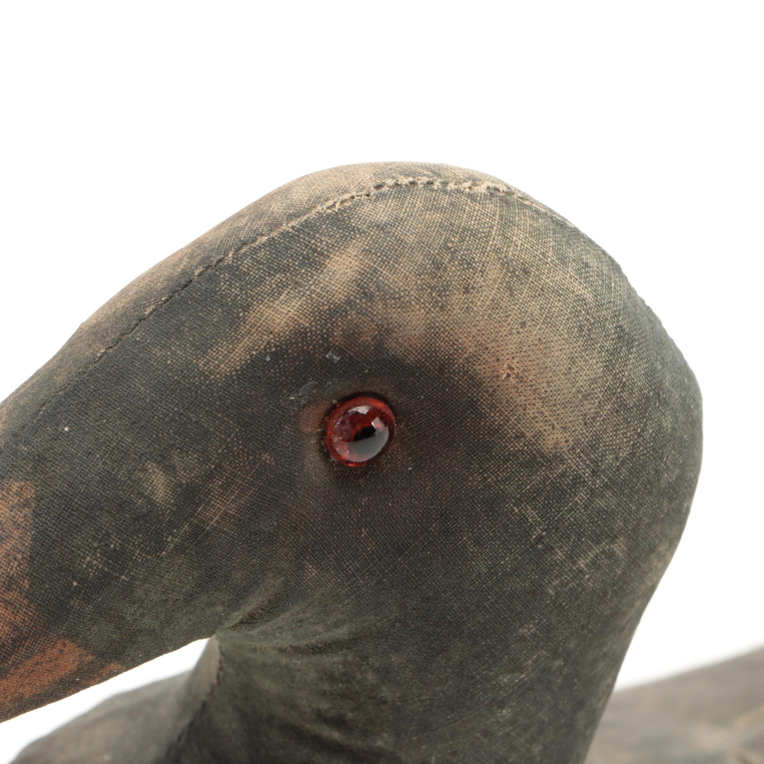 Canvas and Wood Duck Decoy, Possibly Homer Lawrence, Late 19th Century