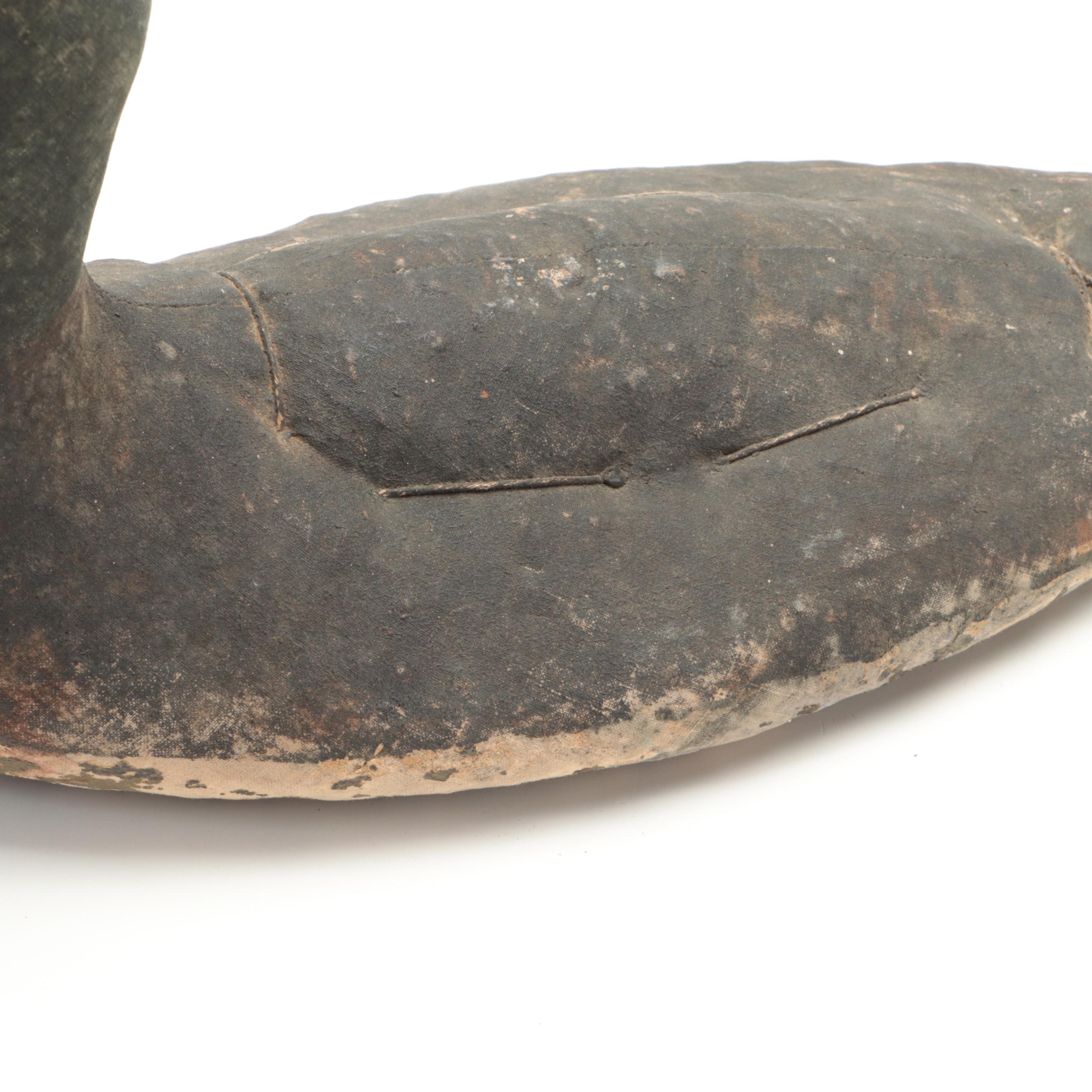 Canvas and Wood Duck Decoy, Possibly Homer Lawrence, Late 19th Century