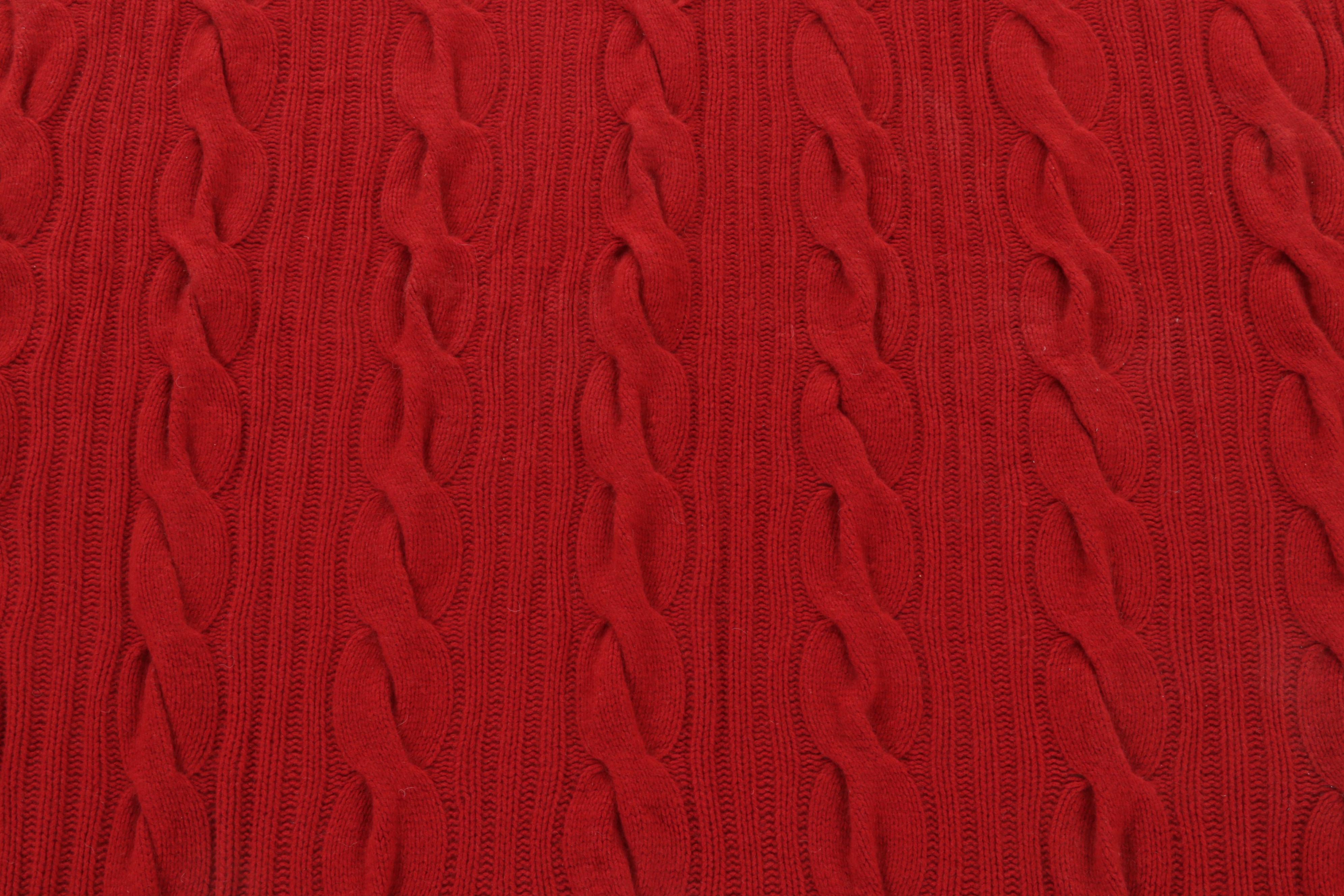 Neiman Marcus Cashmere Red Cable Knit Chunky Throw Blanket EBTH