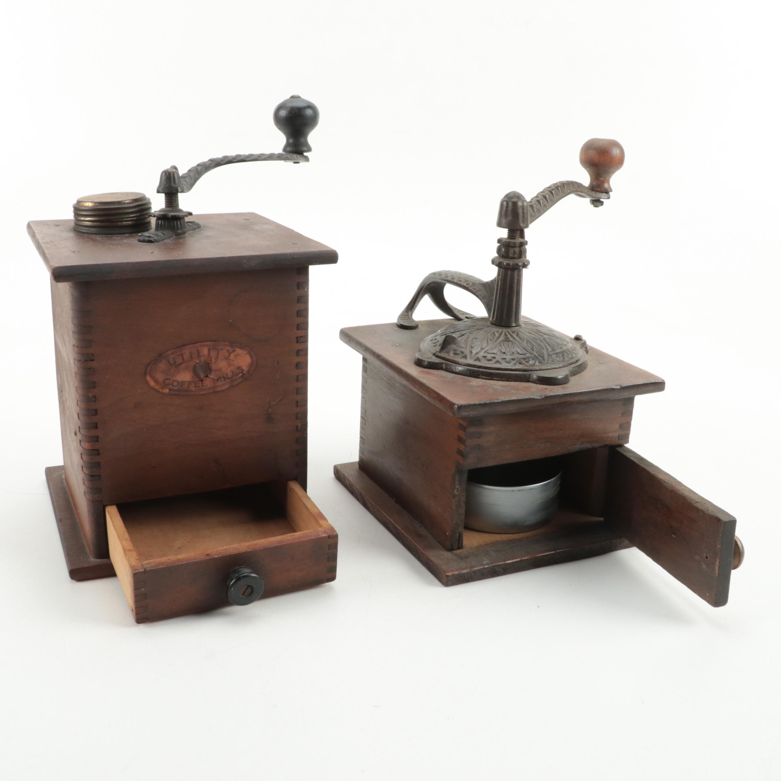 Wooden Hand Crank Coffee Grinders, Late 19th/Early 20th Century EBTH