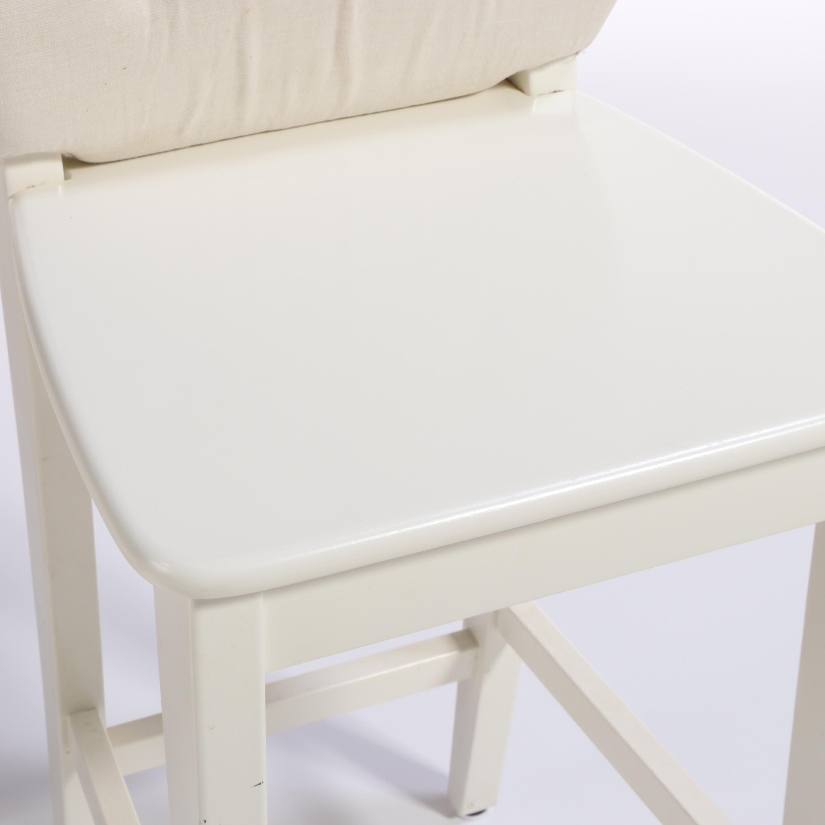 Three Cream-Painted Wooden Barstools | EBTH