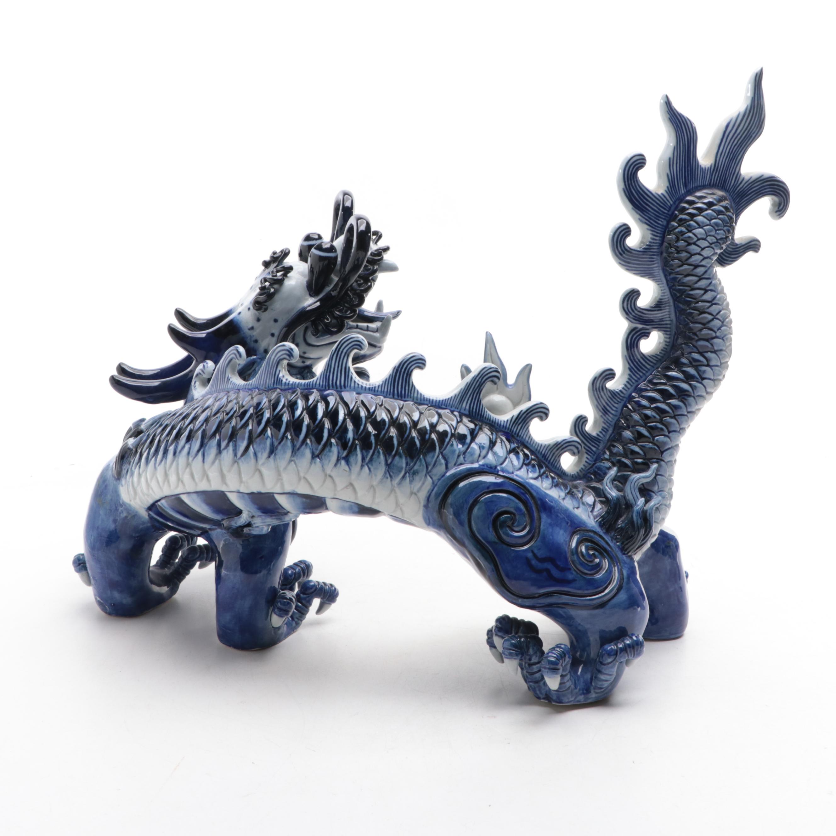 Chinese Porcelain Dragon Figure EBTH