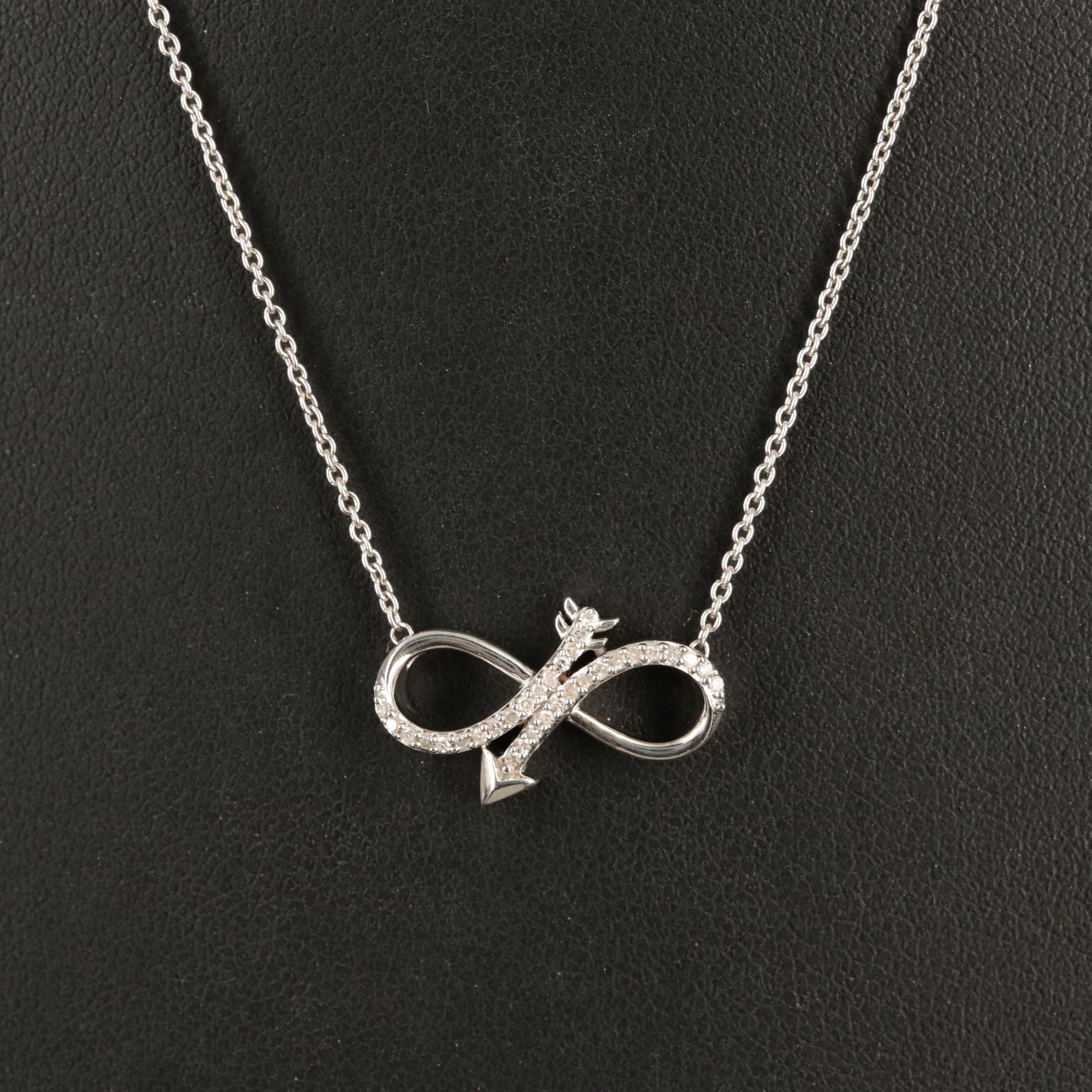 Hallmark Sterling Diamond Infinity Arrow Necklace EBTH