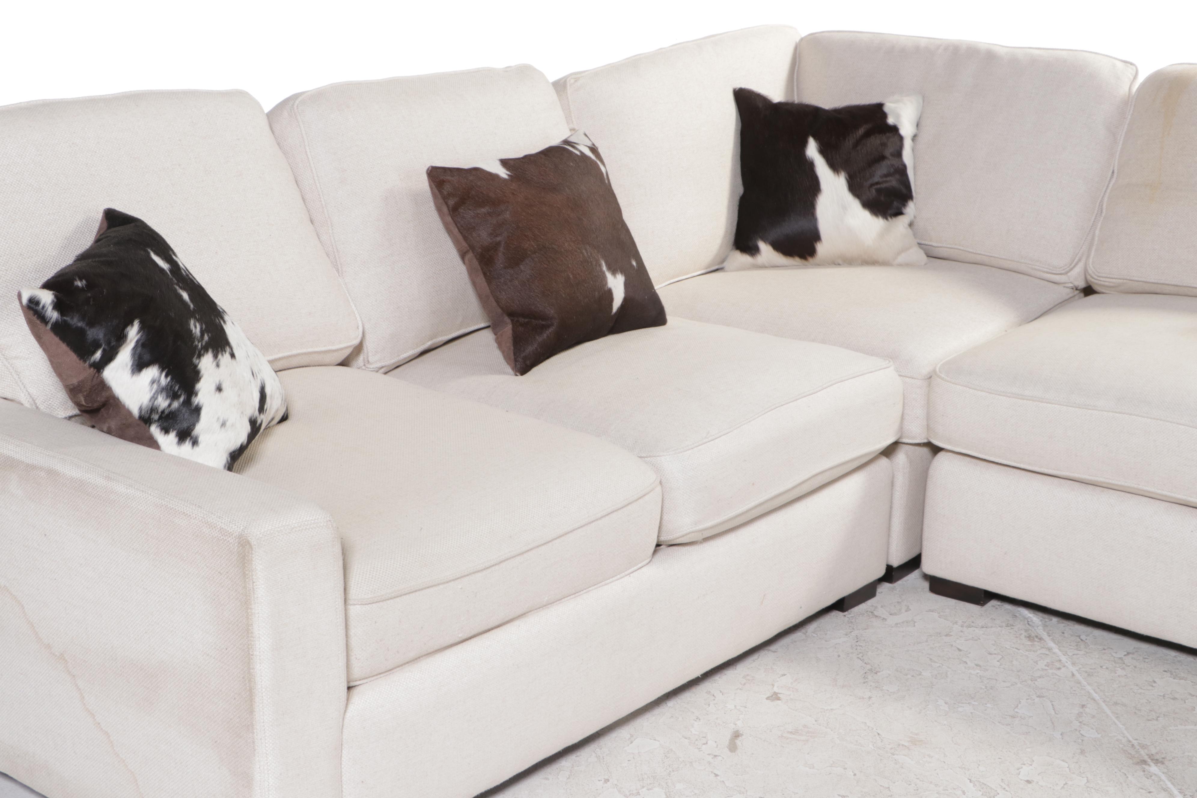 Frontgate Upholstered Sectional Sofa with Throw Pillows EBTH