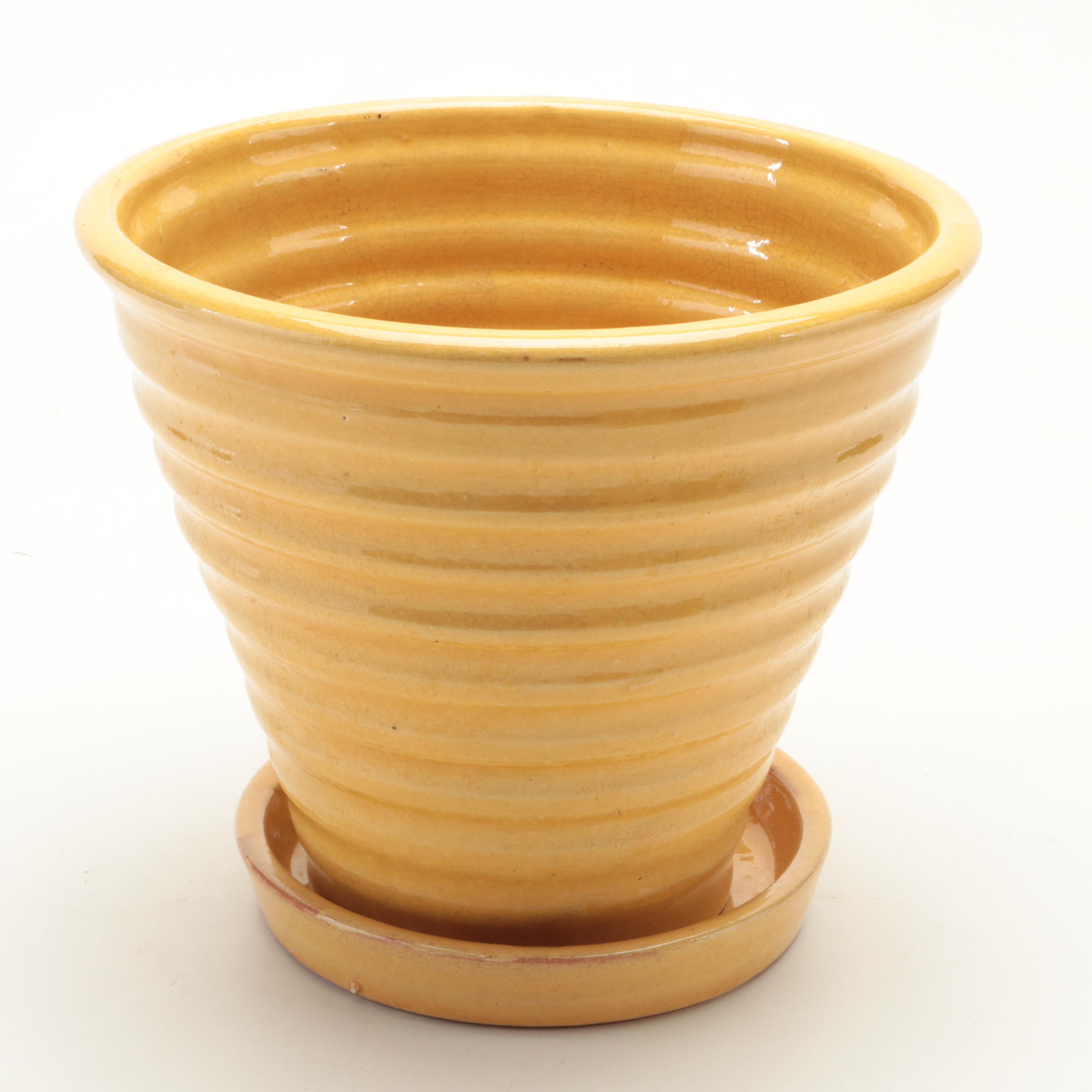 Pottery Barn Yellow Glazed Portuguese Ceramic Planters EBTH