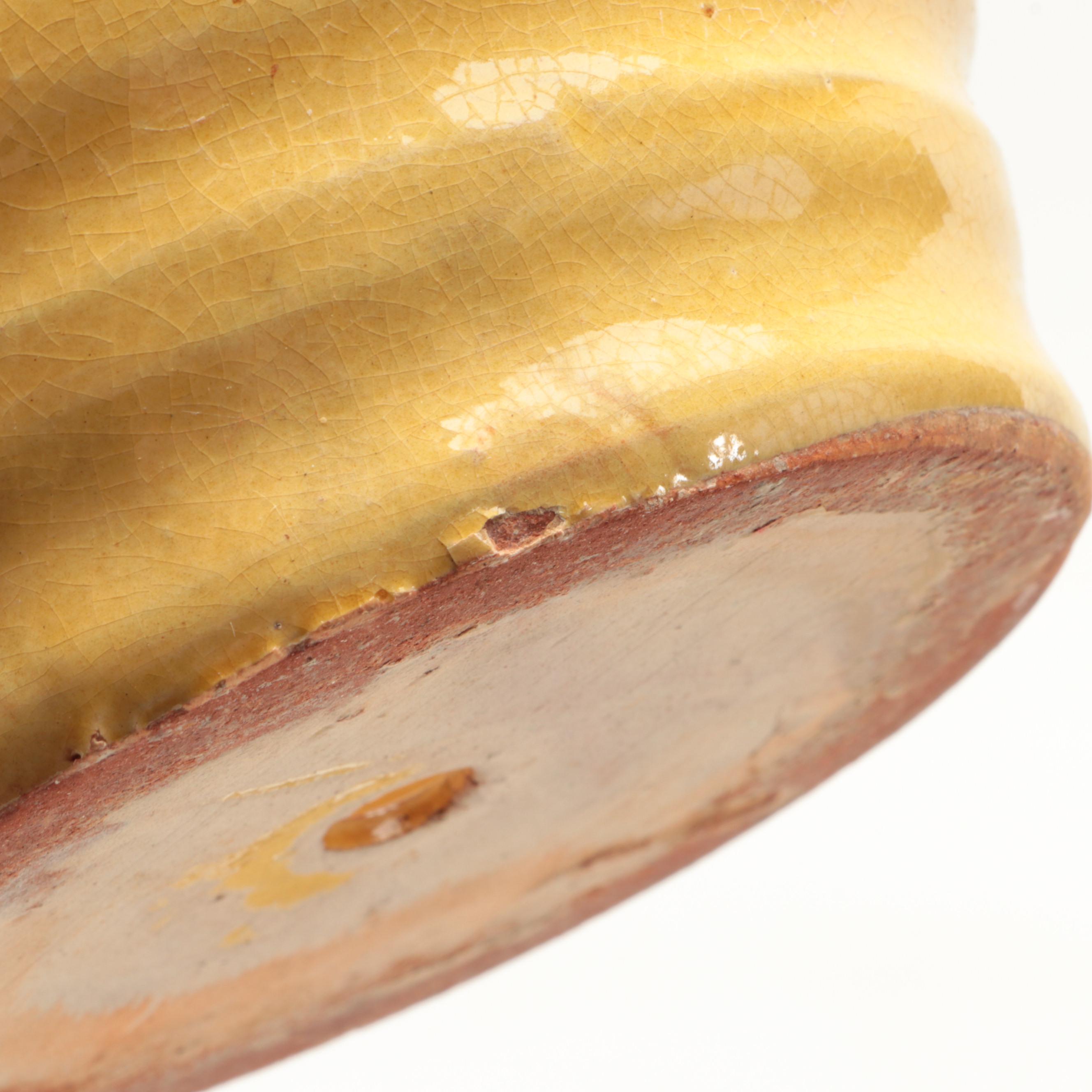 Pottery Barn Yellow Glazed Portuguese Ceramic Planters EBTH