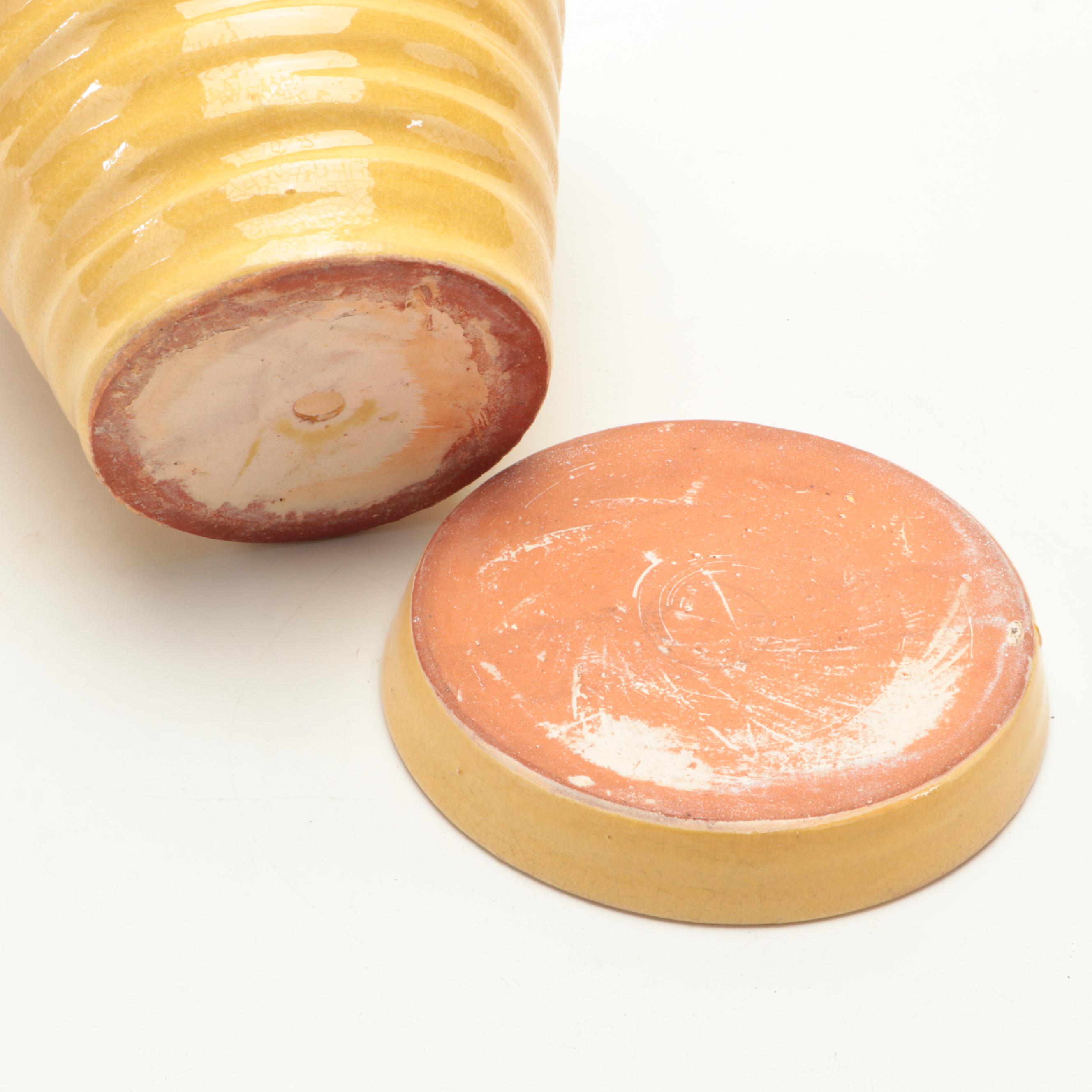 Pottery Barn Yellow Glazed Portuguese Ceramic Planters EBTH