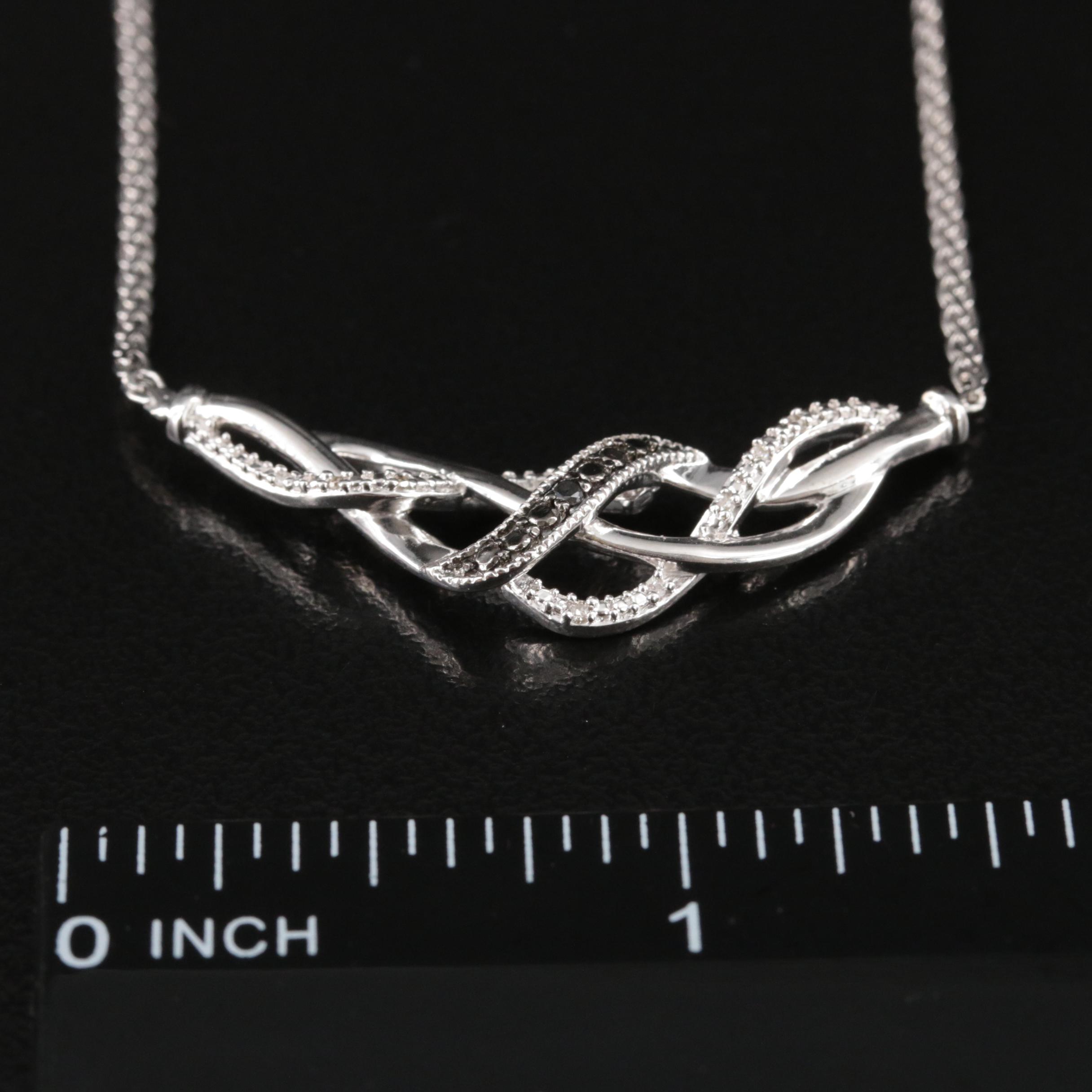 Sterling Diamond Twist Necklace EBTH