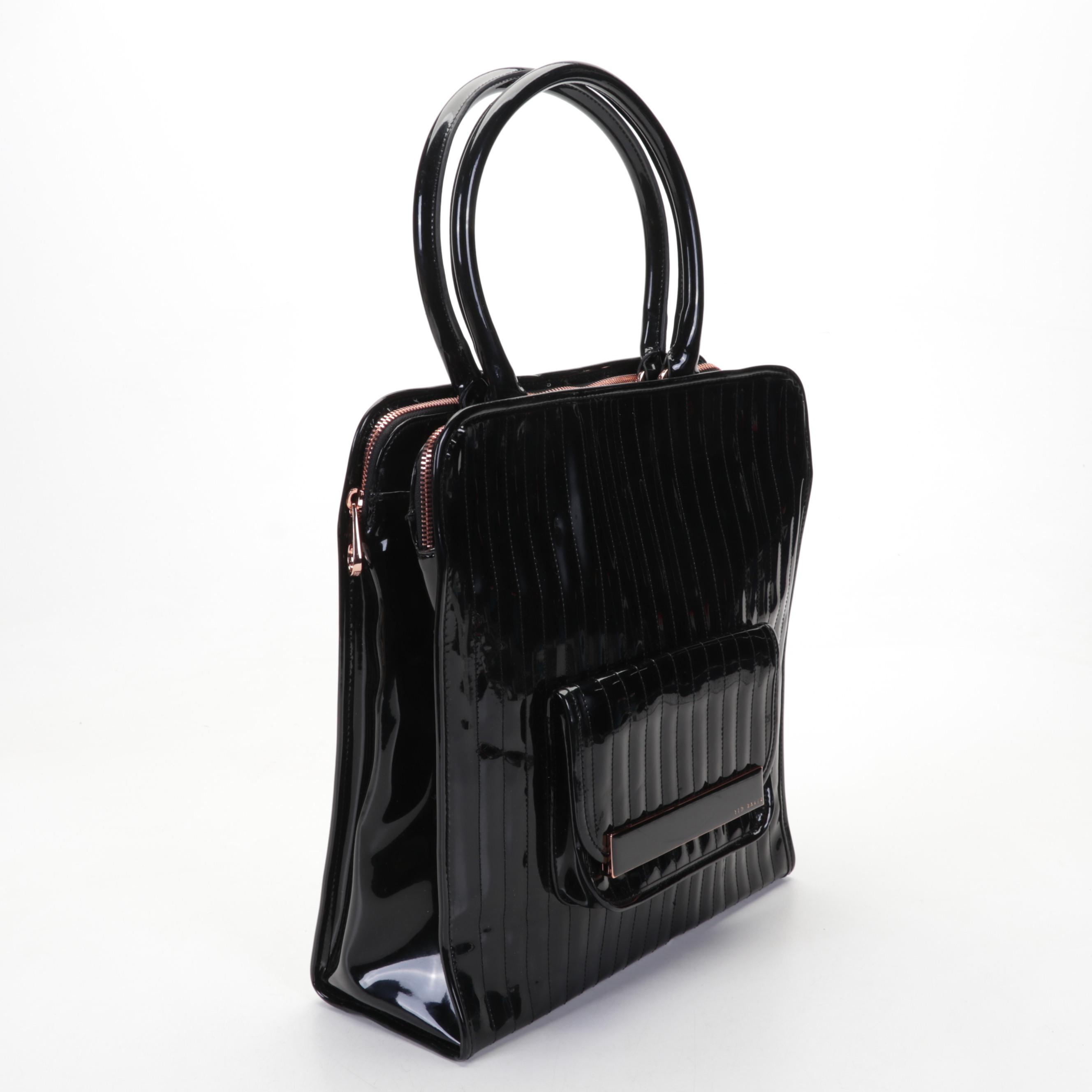 Ted Baker JuJu Tote Bag in Black Patent Quilted Leather EBTH