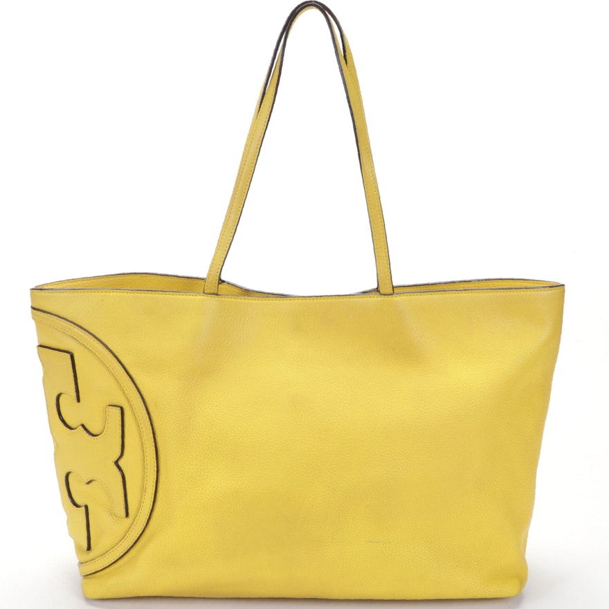 Tory Burch All-T East West Tote Bag in Lemoncello Pebbled Leather | EBTH