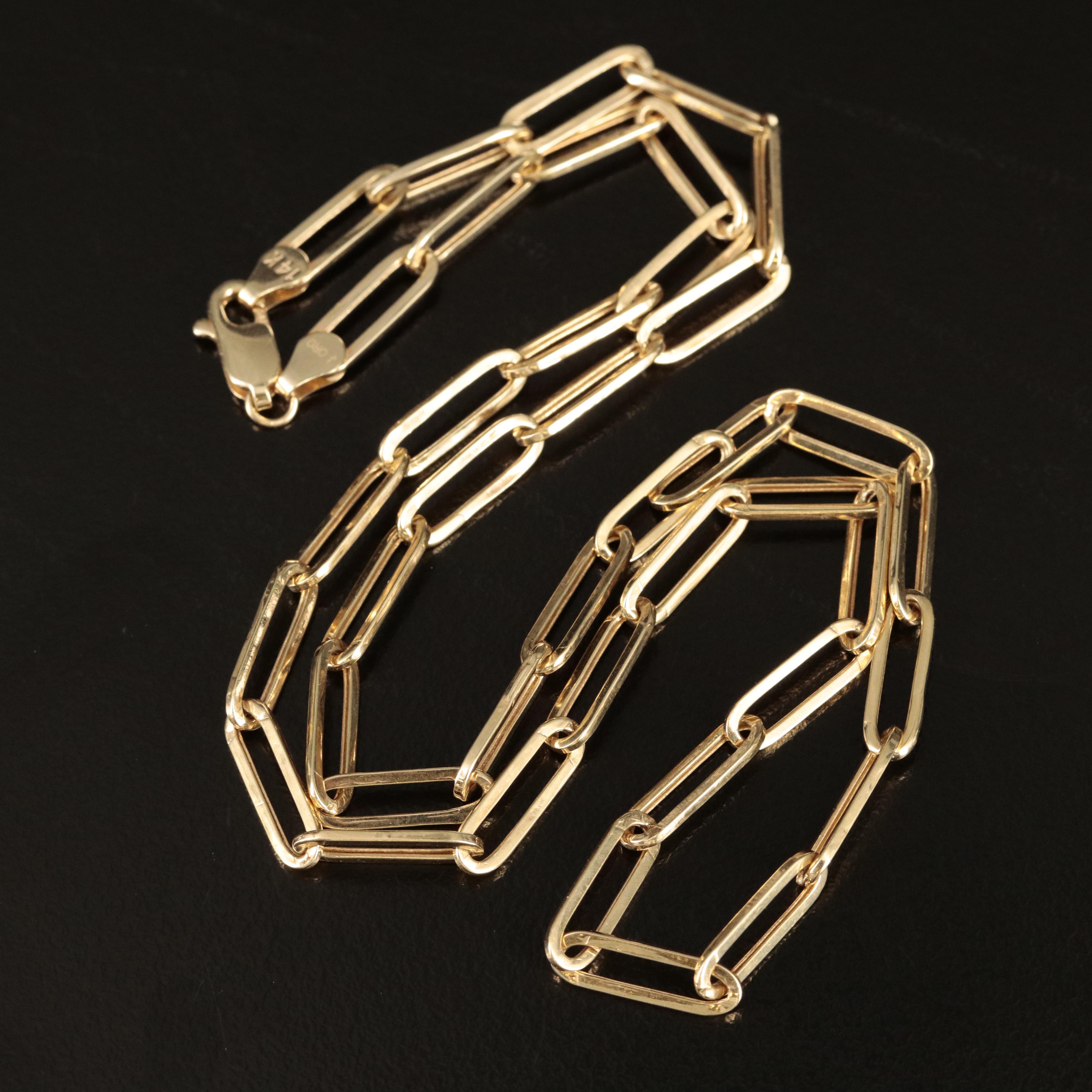 14K Paper Clip Chain Necklace EBTH