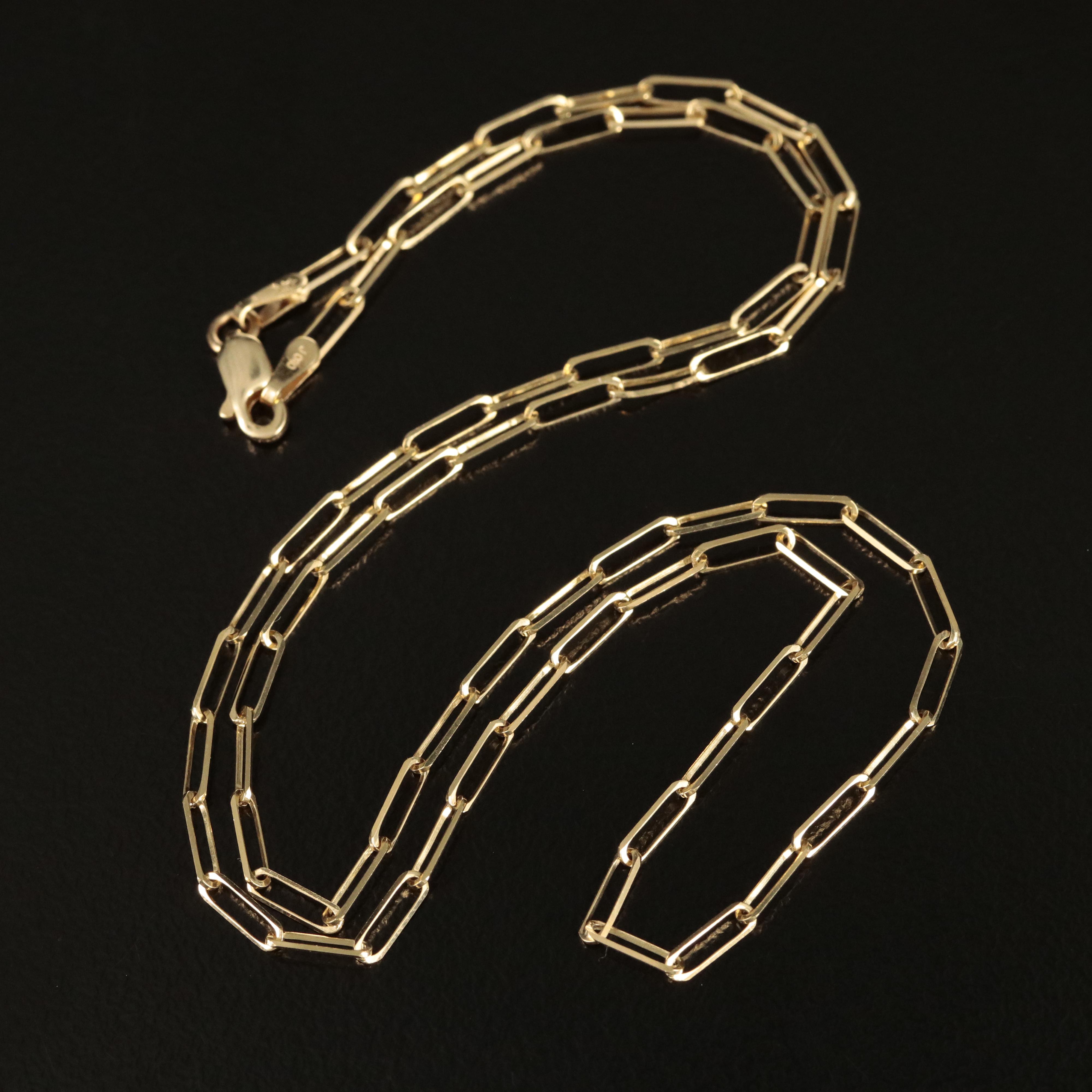 14K Paper Clip Chain Necklace EBTH