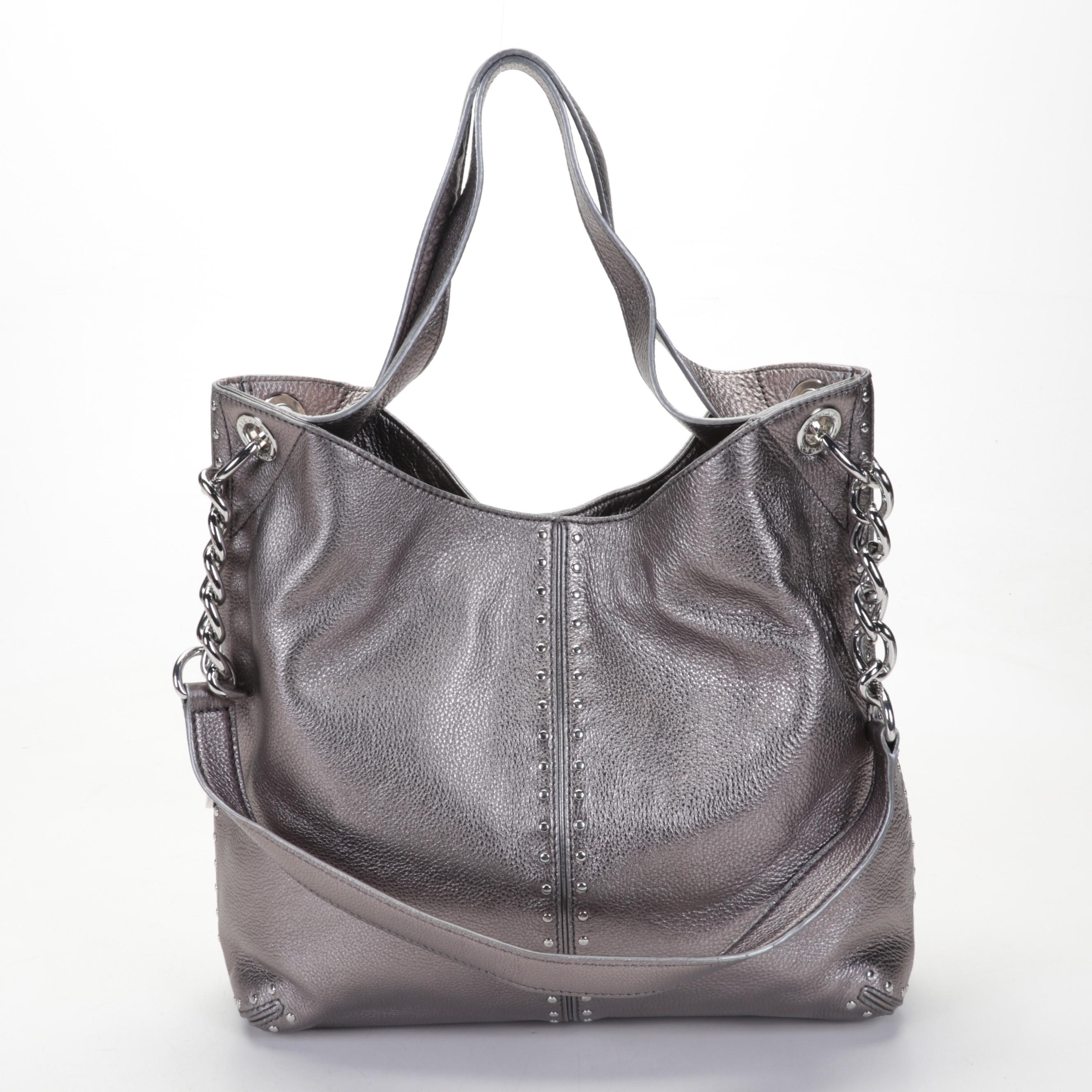 MICHAEL Michael Kors Studded Hobo Shoulder Bag In Mettalic Silver