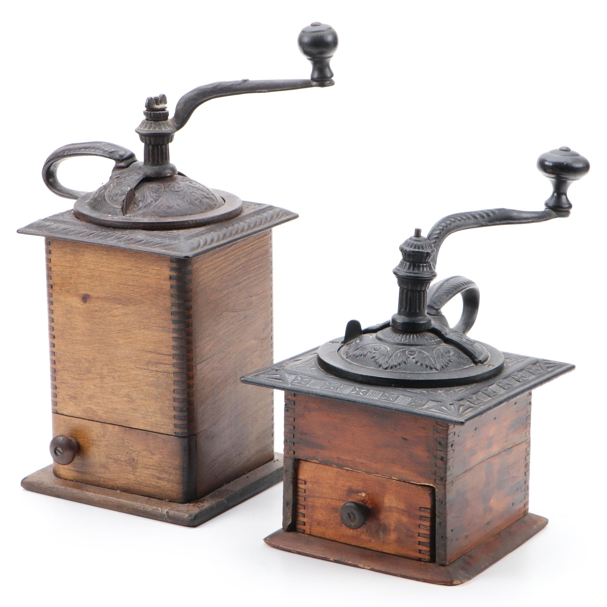 Wood Hand Crank Coffee Grinders, Early to Mid 20th Century EBTH