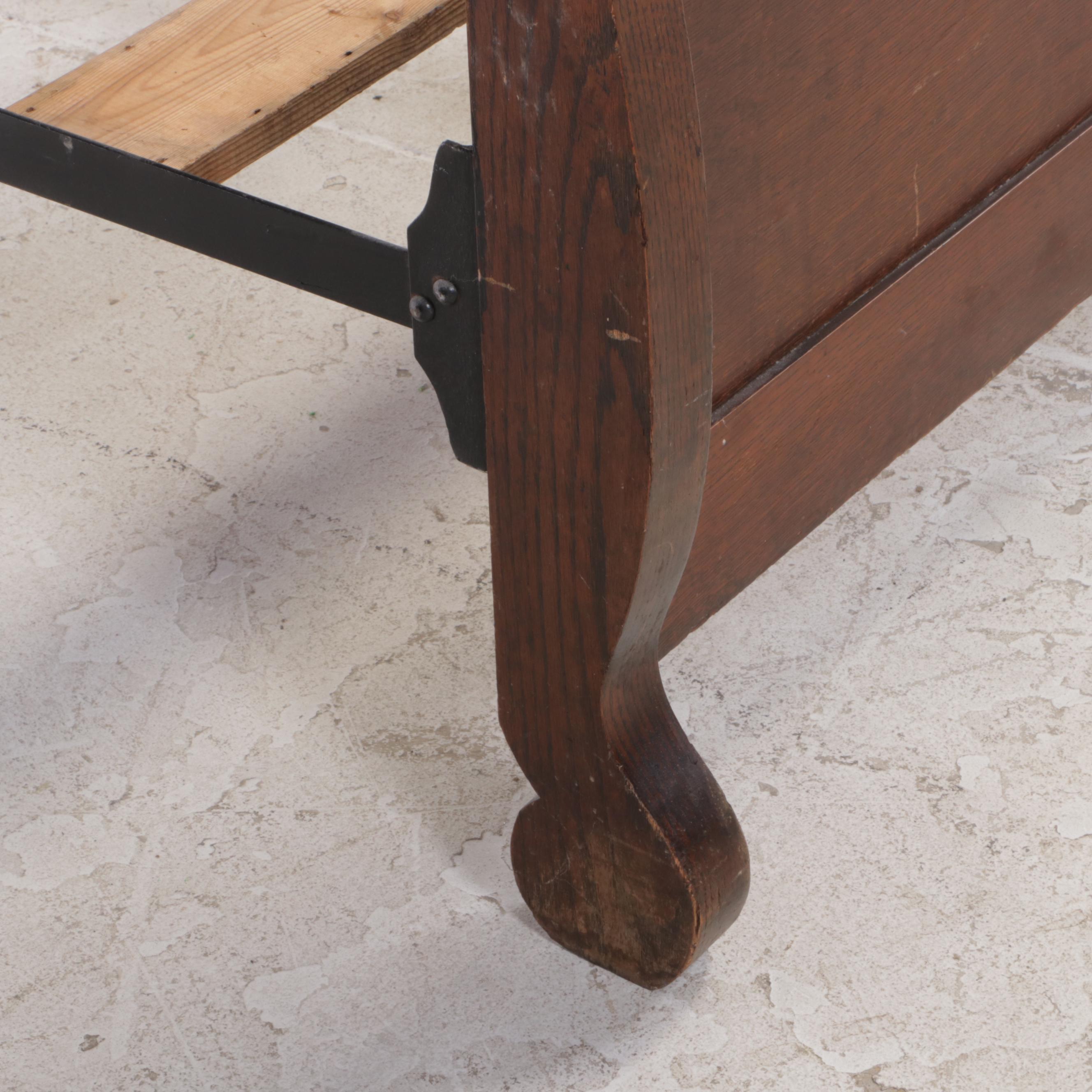 american-empire-revival-quartersawn-oak-three-quarter-size-bed-frame-ebth