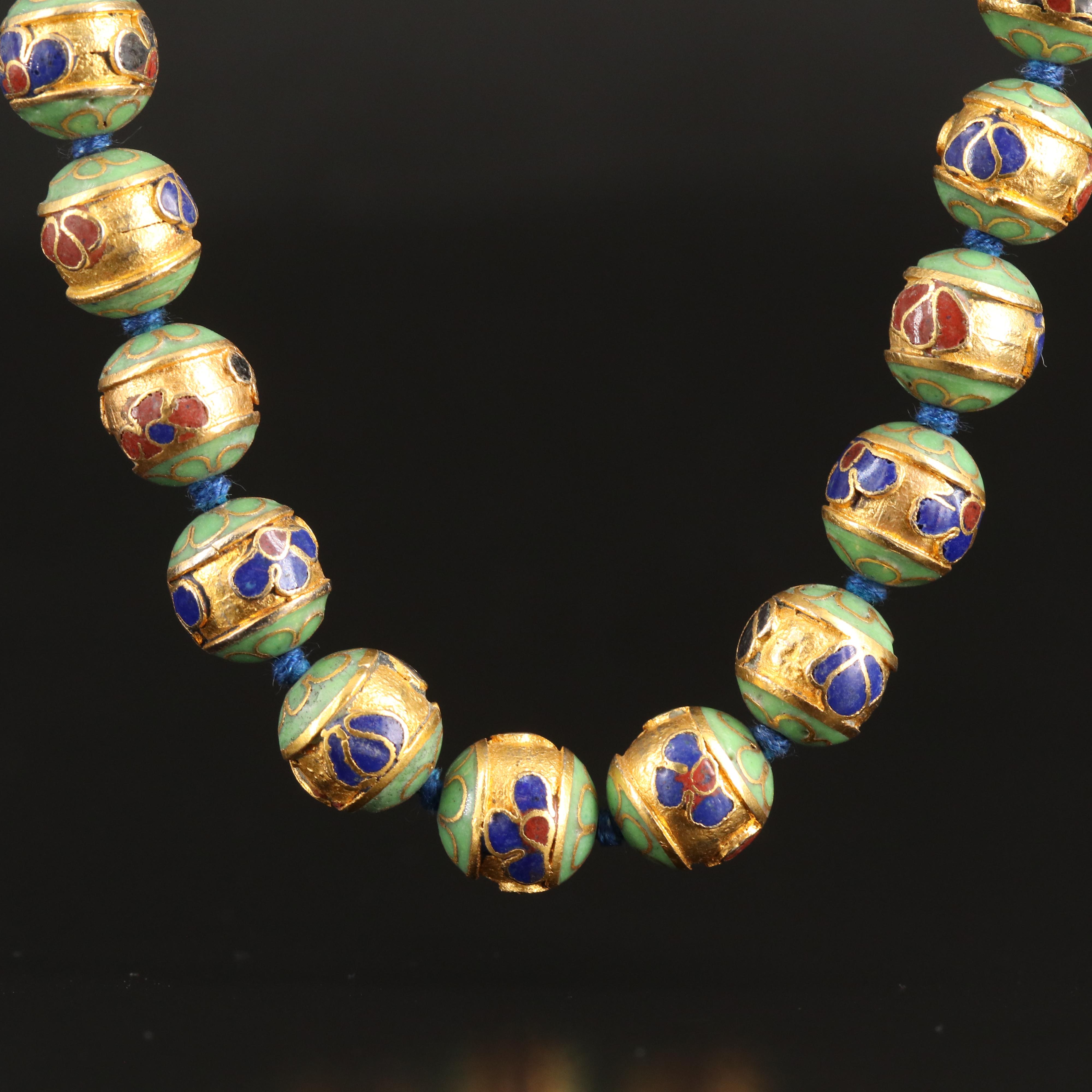 Knotted Cloisonné Bead Necklace EBTH