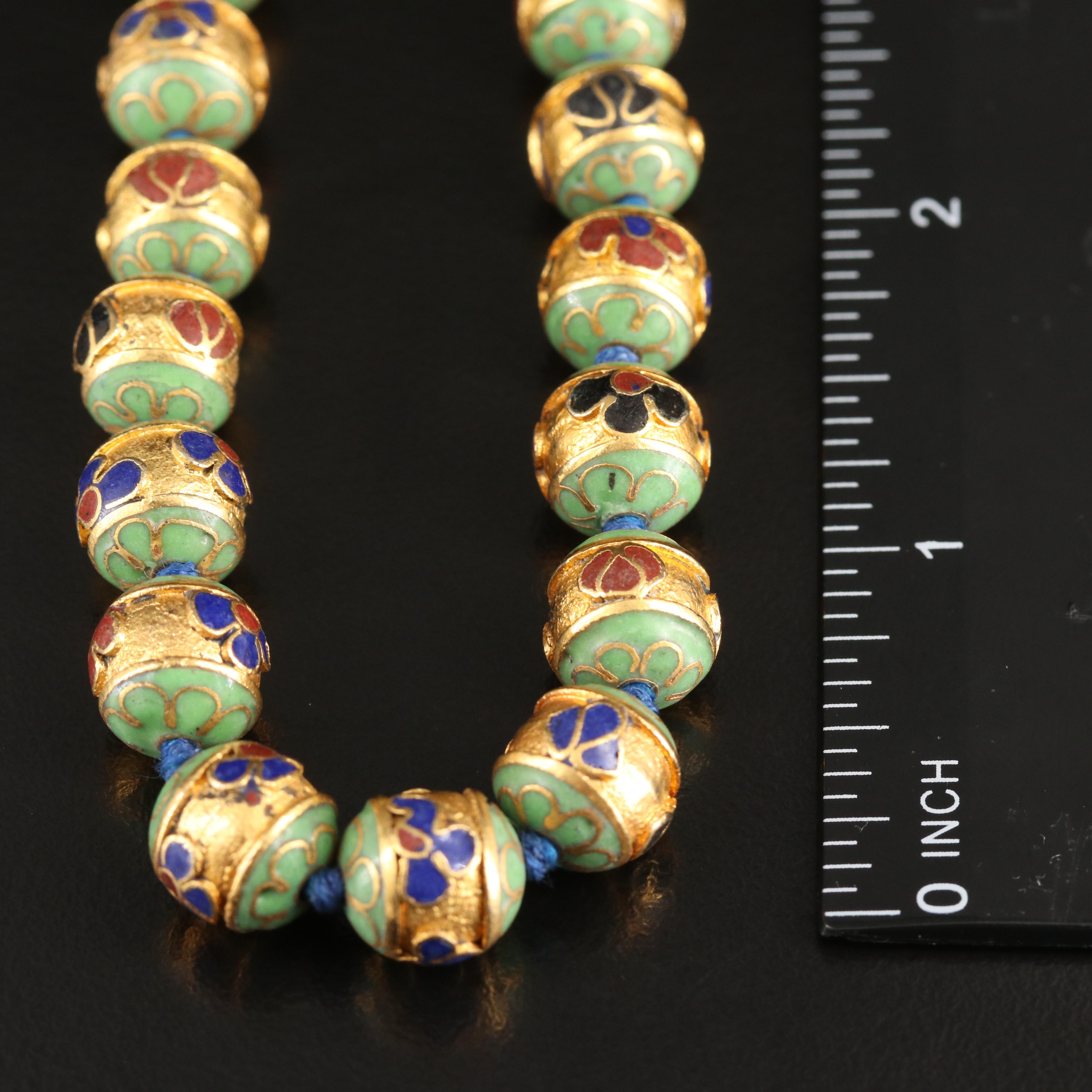 Knotted Cloisonné Bead Necklace EBTH