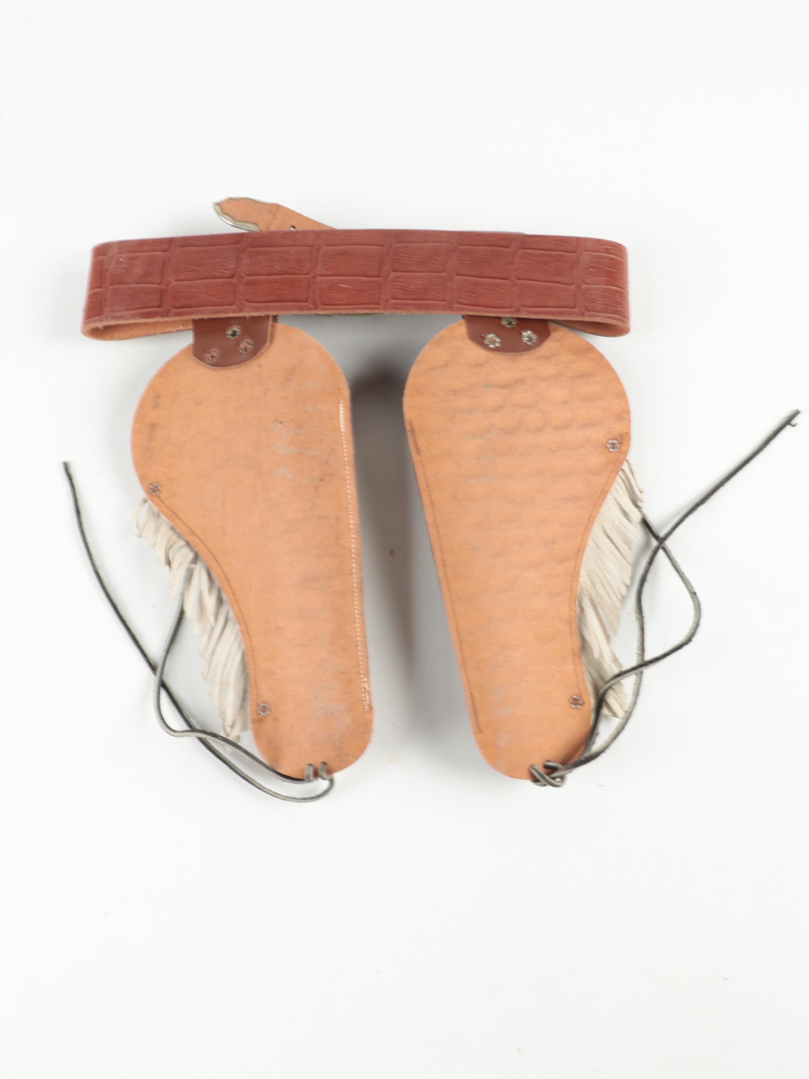 Kid's Nichols "Stallion 38" Toy Cap Gun Revolvers With Leather Belt