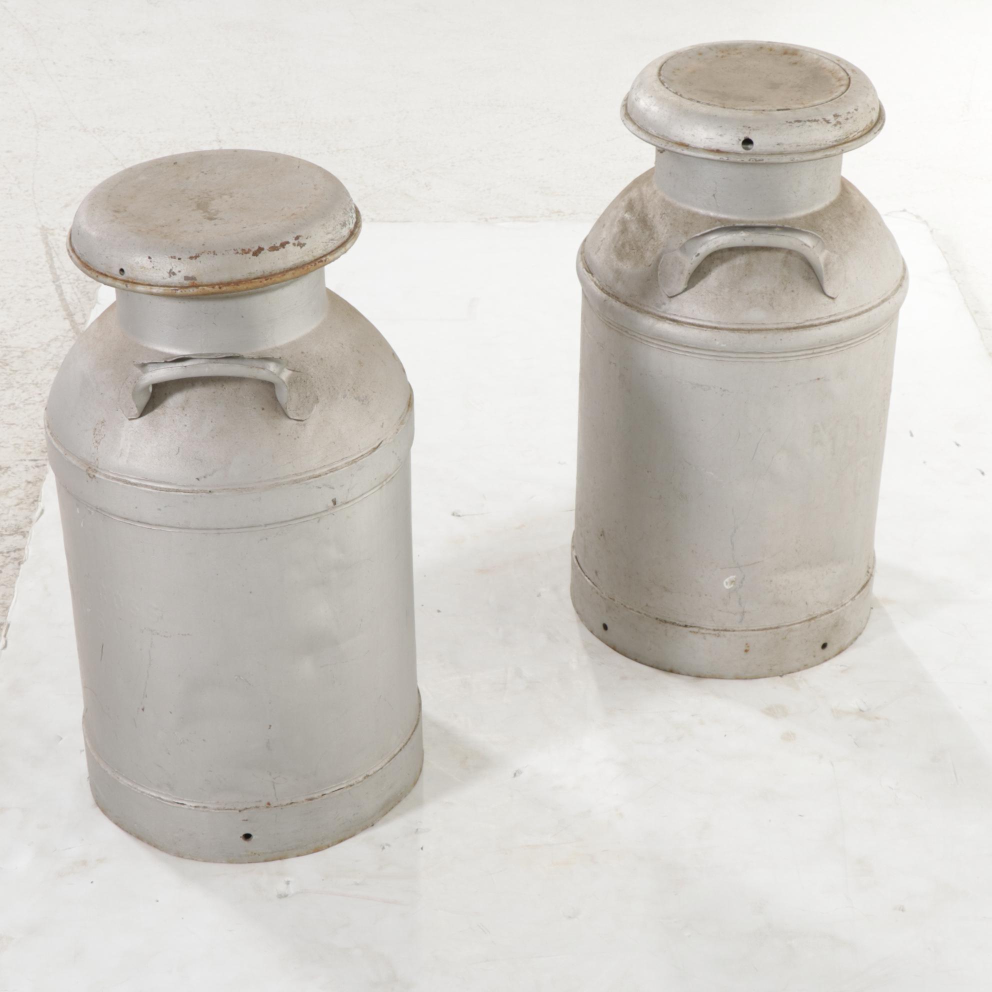 Two Galvanized Tin Milk Cans Featuring Moores & Ross Milk Co. EBTH