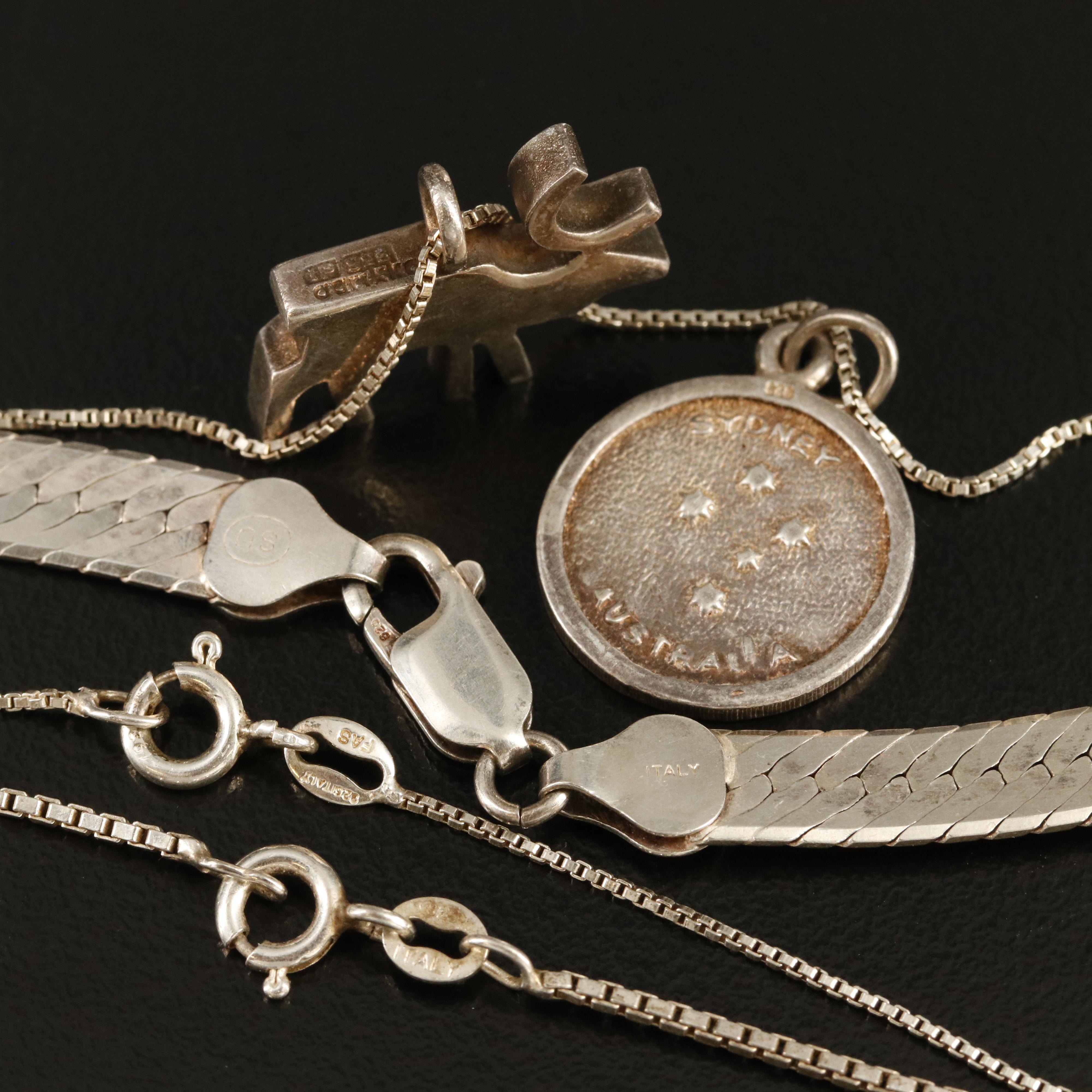 Sterling Necklaces Including Italian Herringbone EBTH