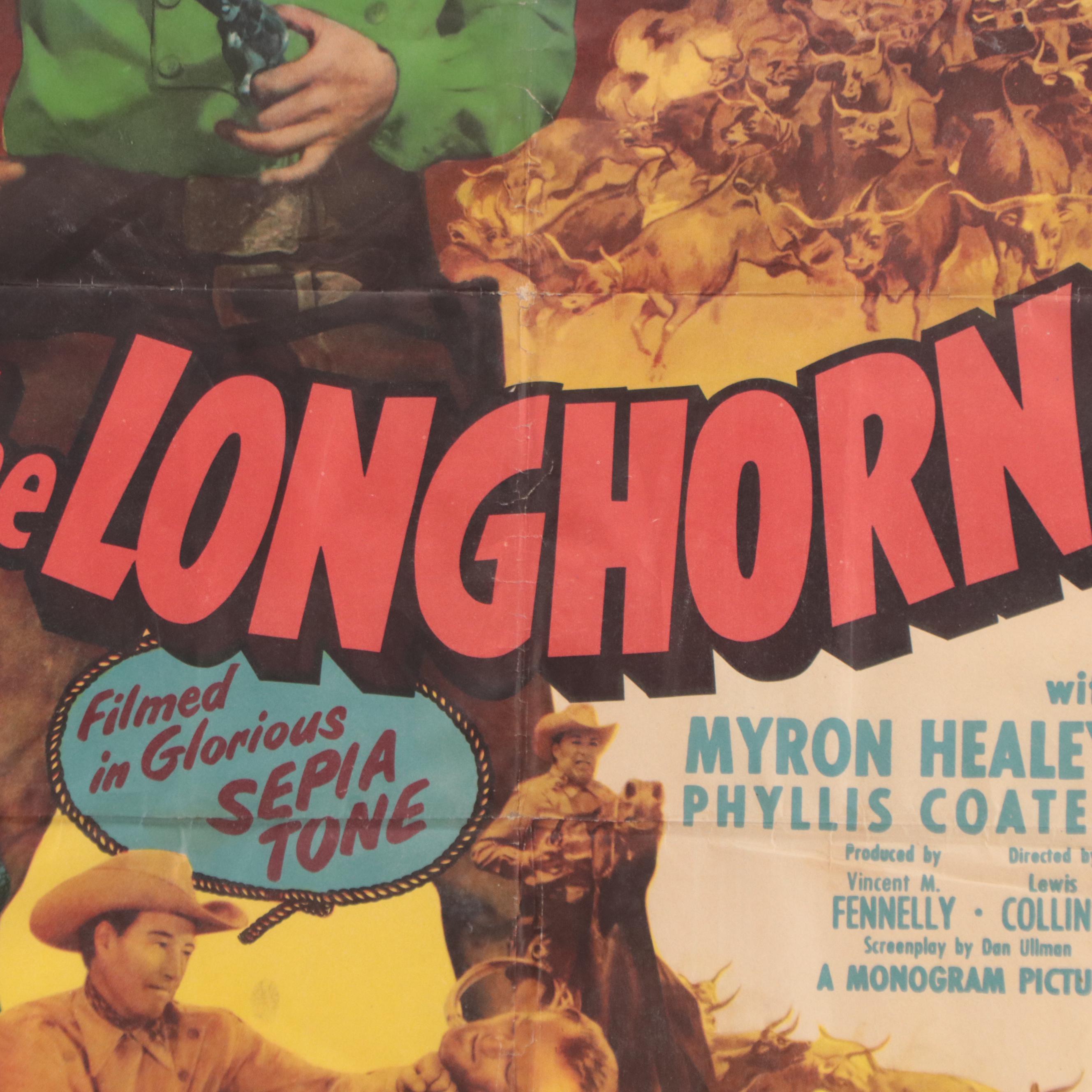 Wild Bill Elliott "The Longhorn" Movie Release Poster, 1951 EBTH
