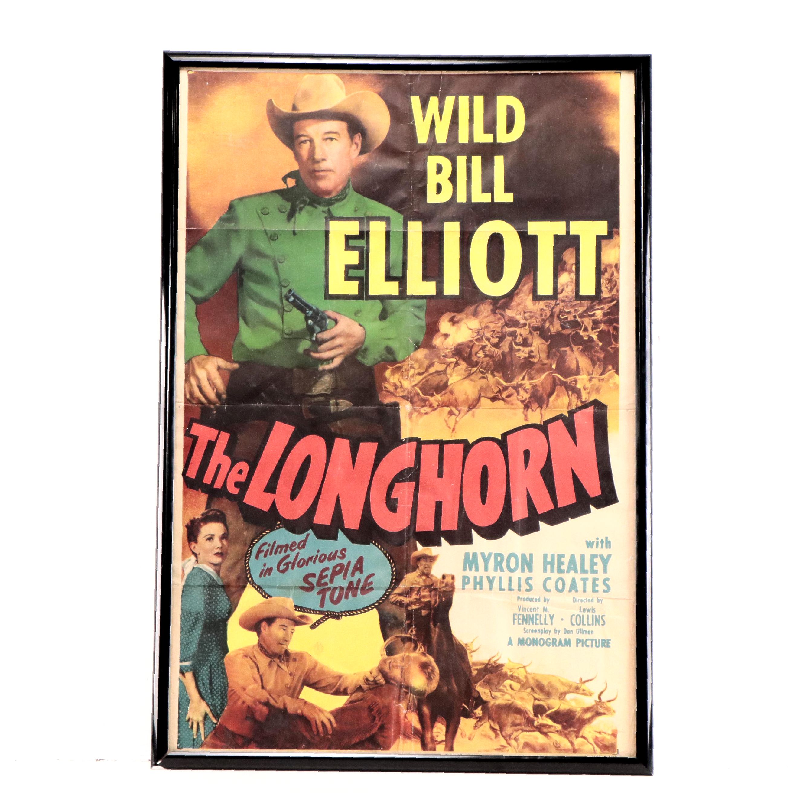 Wild Bill Elliott "The Longhorn" Movie Release Poster, 1951 EBTH