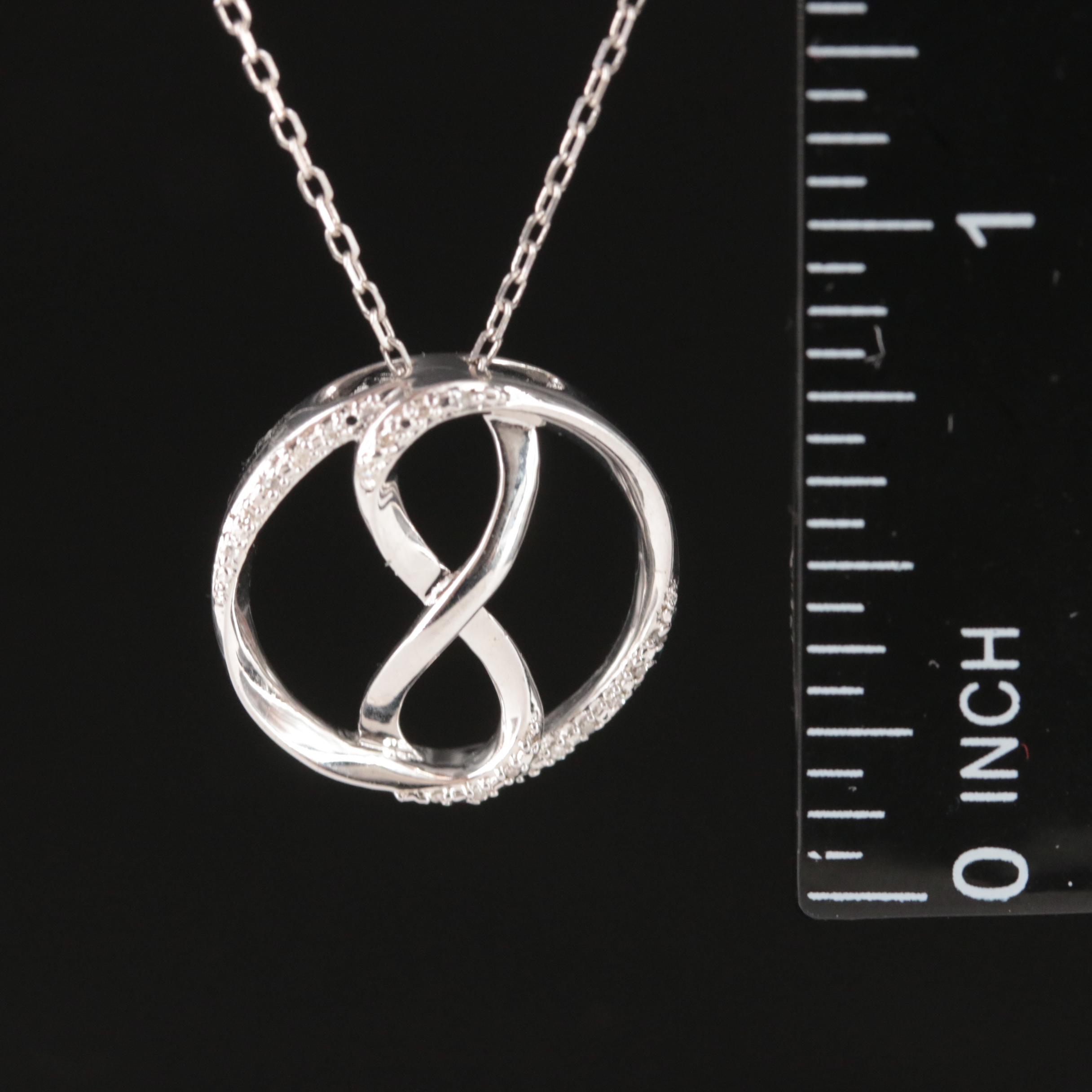 Sterling Diamond Infinity Pendant Necklace EBTH