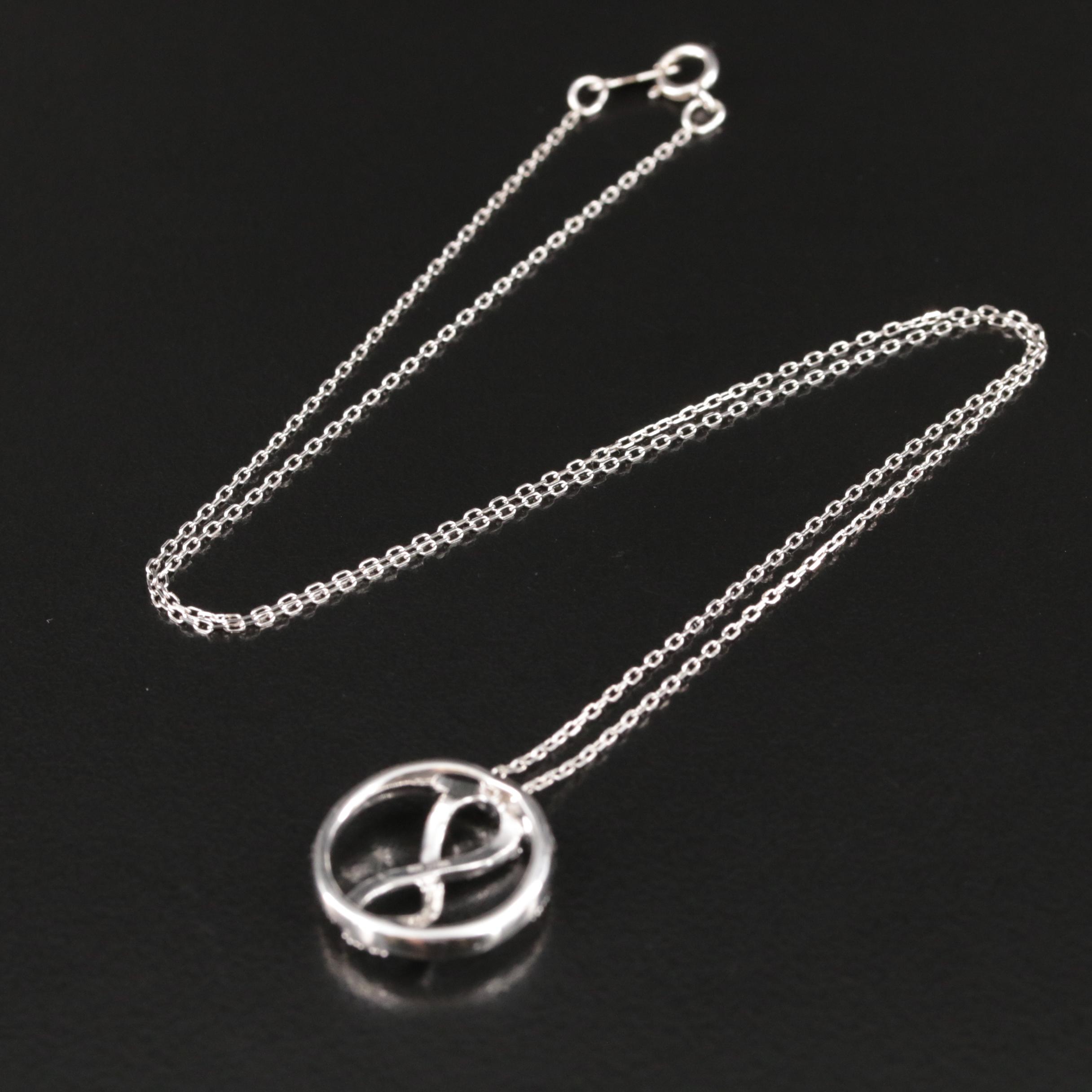 Sterling Diamond Infinity Pendant Necklace EBTH