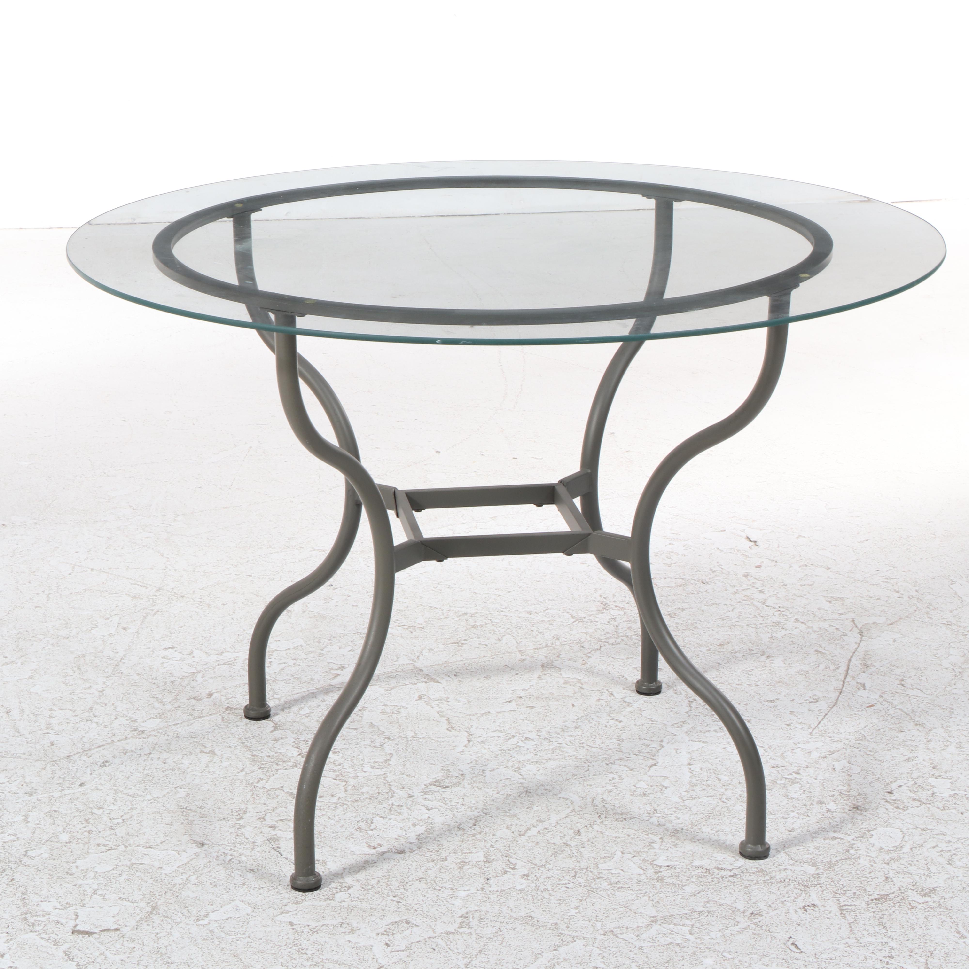 Four IKEA Oleby Metal Dining Chairs with GlassTop Metal Table EBTH