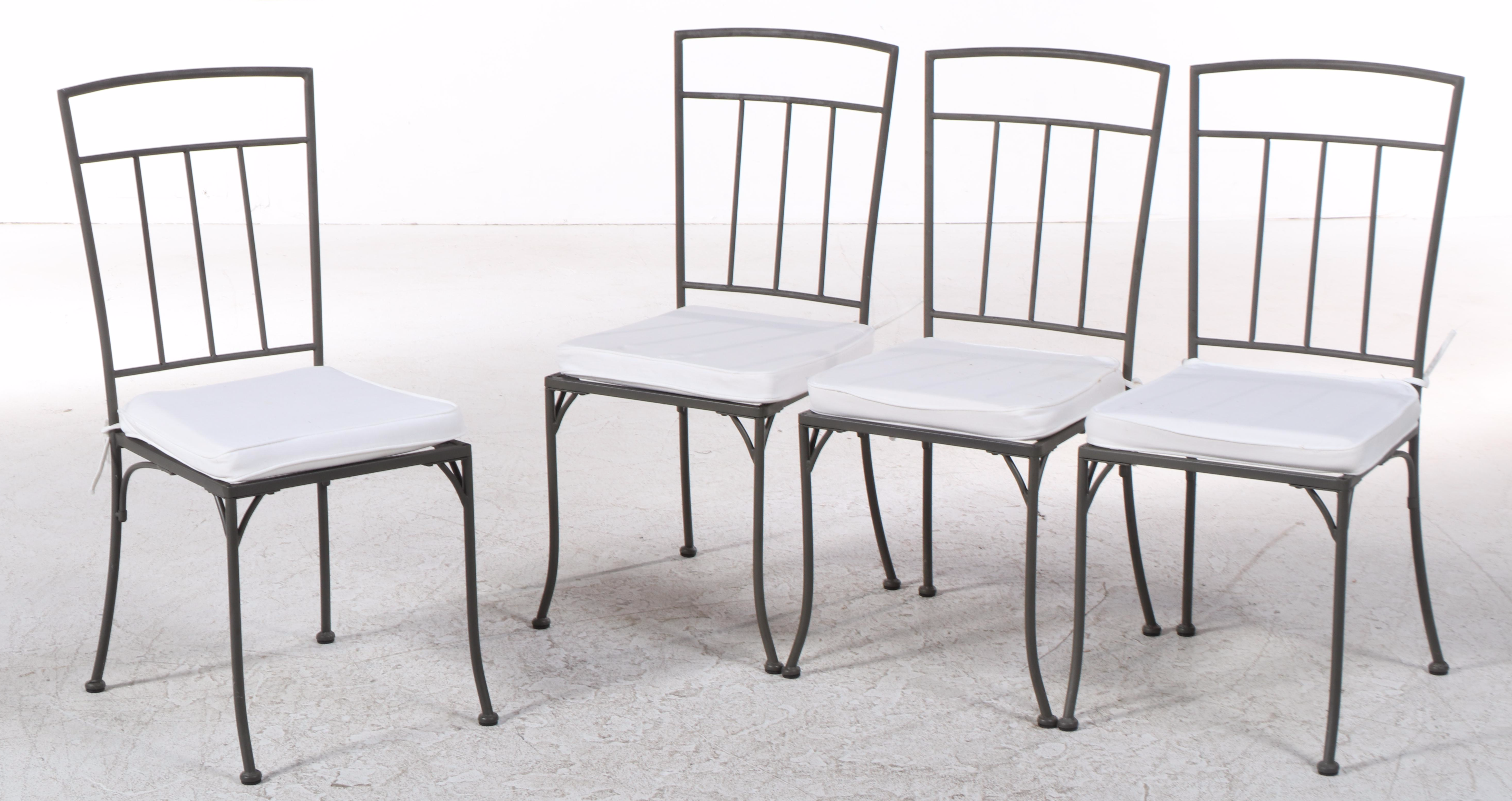 Four IKEA Oleby Metal Dining Chairs with GlassTop Metal Table EBTH