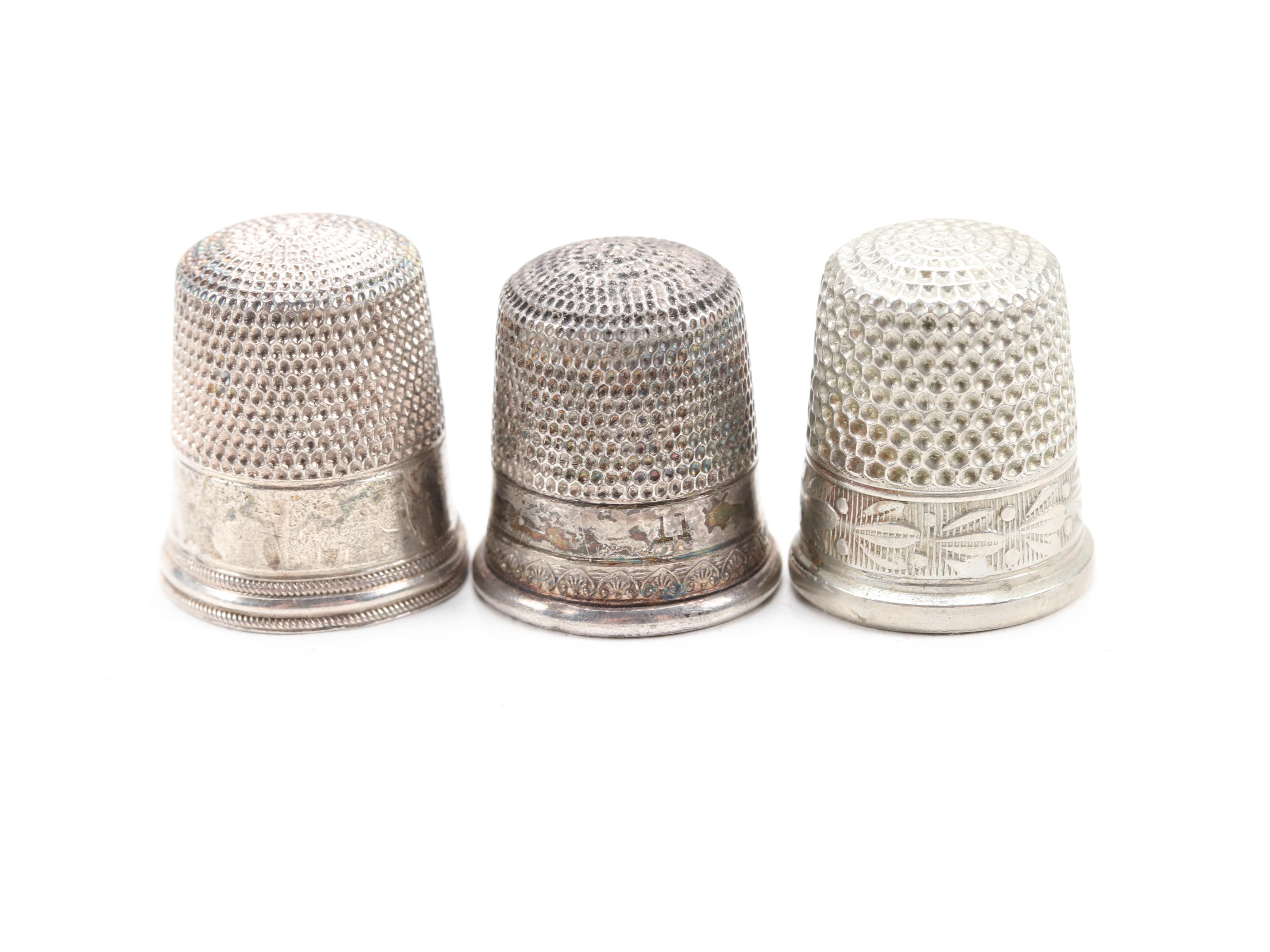 Simons Brothers Sterling Silver Thimbles with Other Sewing Supplies | EBTH