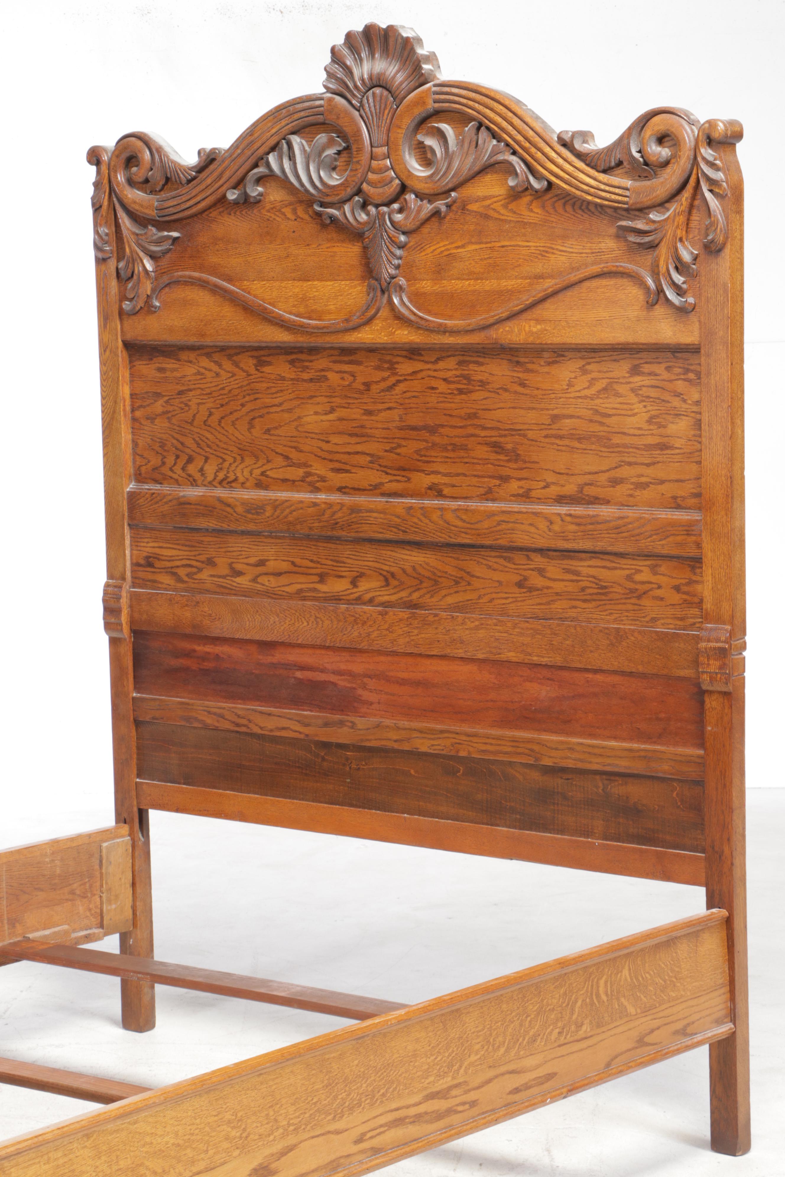 Late Victorian Oak Full Size Bed Frame, Late 19th/Early 20th Century EBTH