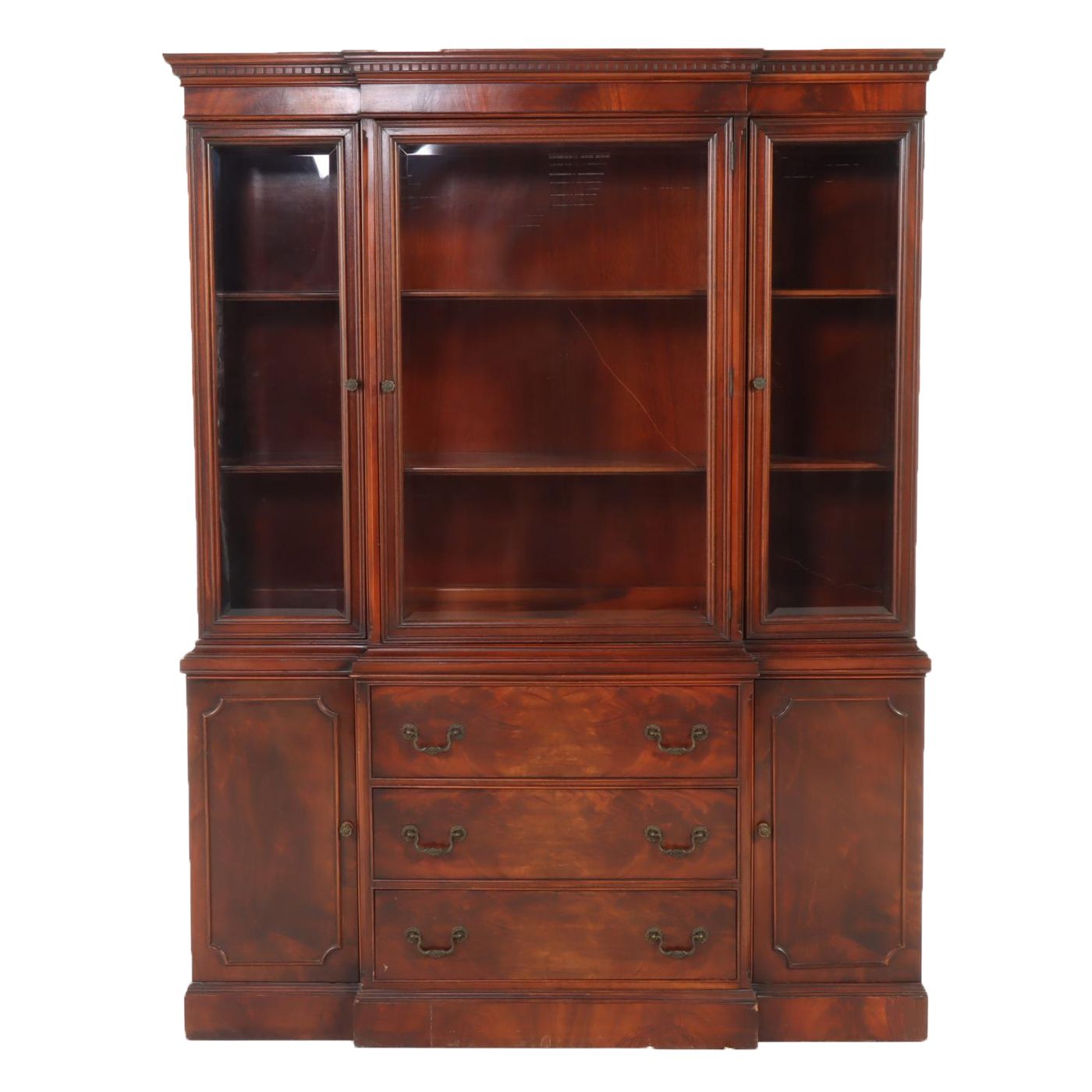 White Furniture Co. Federal Style Flame Mahogany Breakfront China
