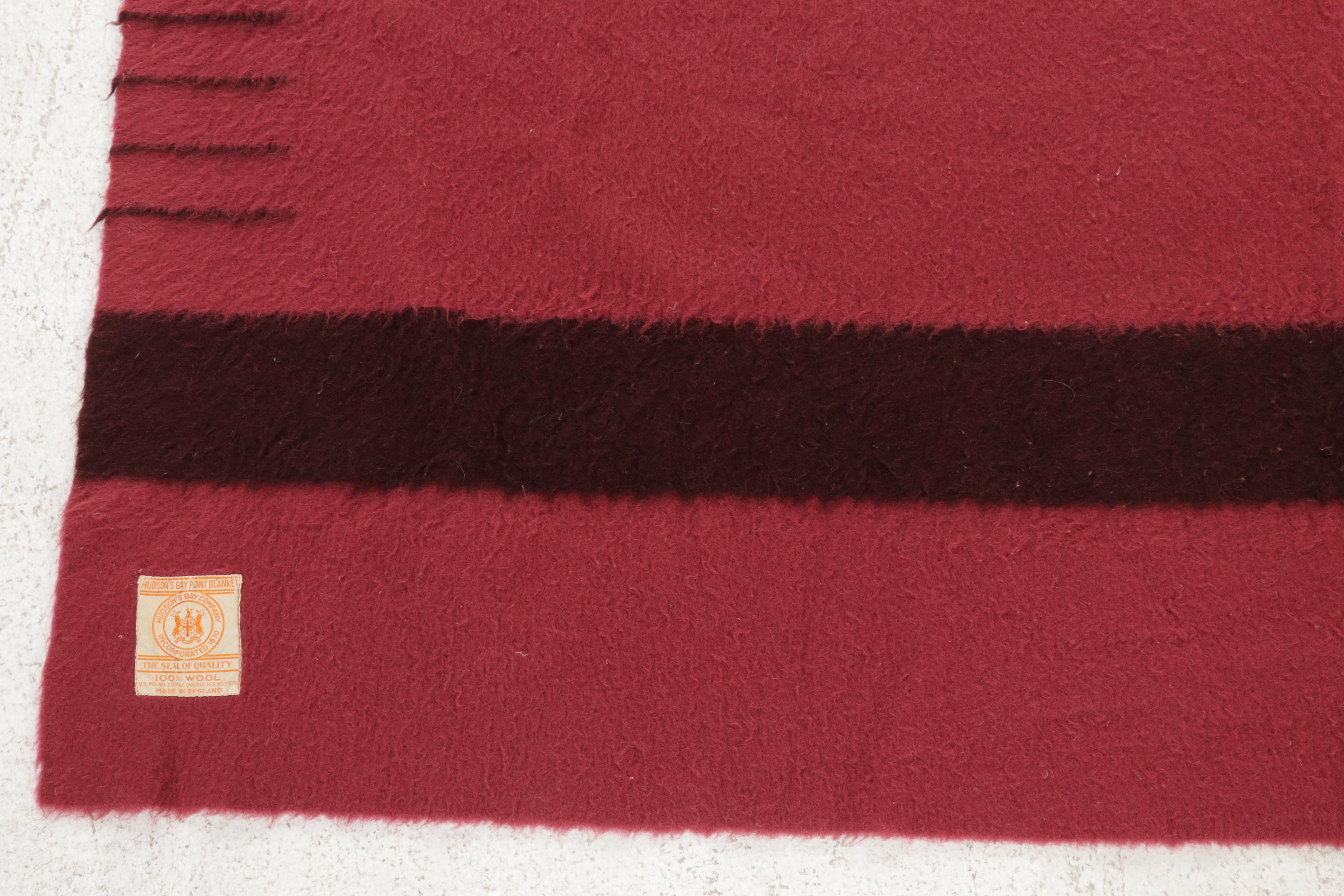 Hudson's Bay Company Four Point Twin Size Red Wool Blanket EBTH