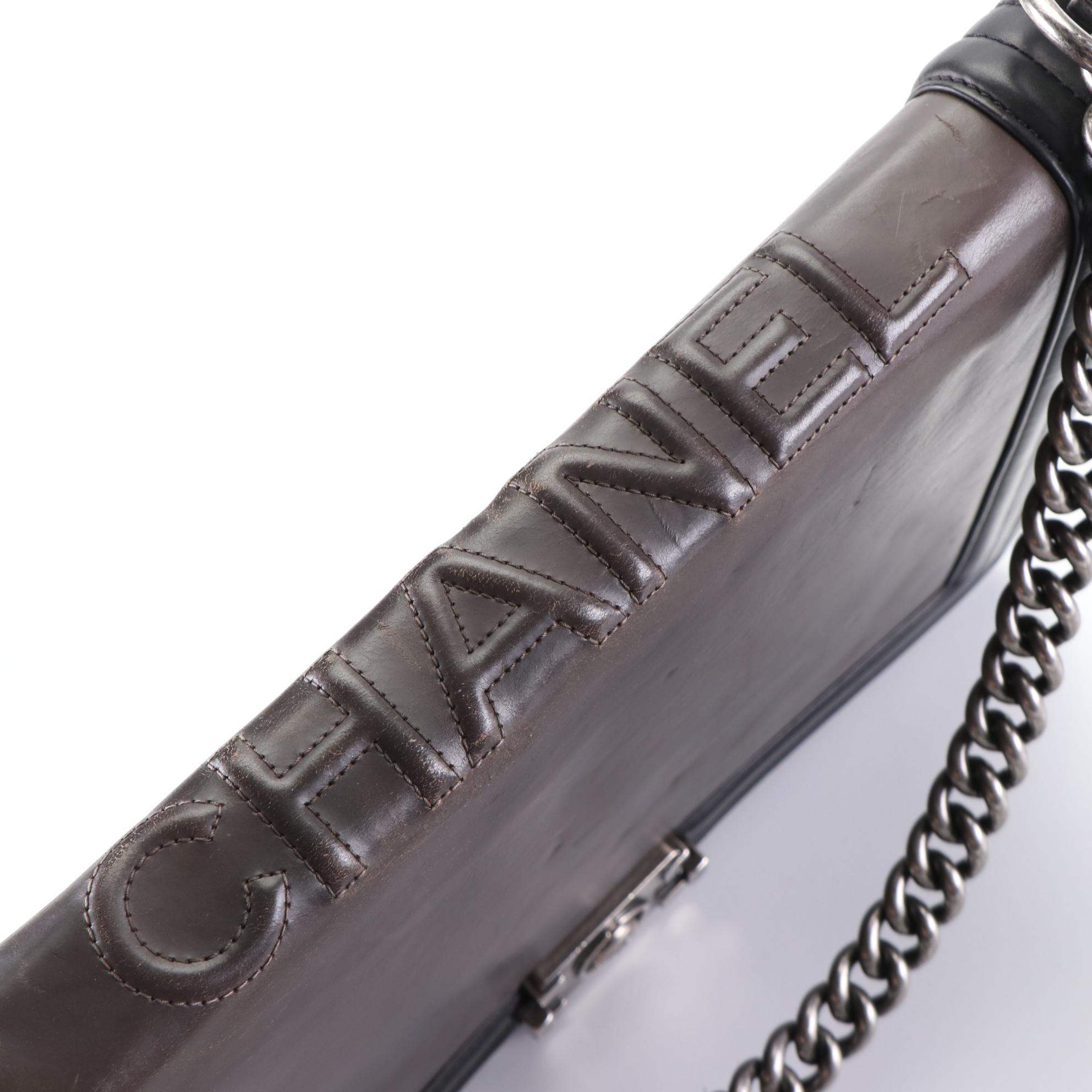 Chanel Large Reverso Boy Bag in Bicolor Leather with Chain Link/Leather