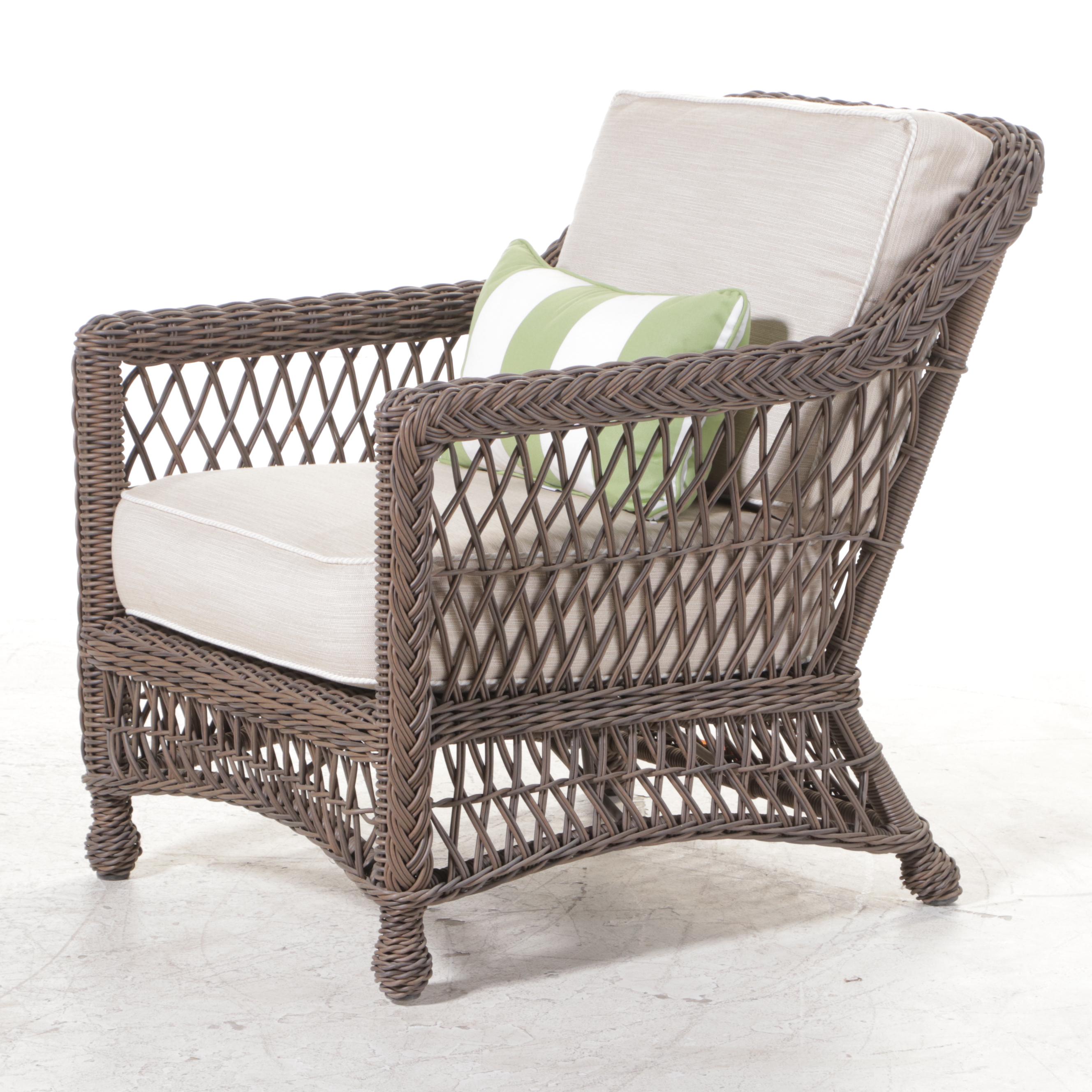 Frontgate "Hampton" Resin Wicker Patio Armchair and Ottoman in ...