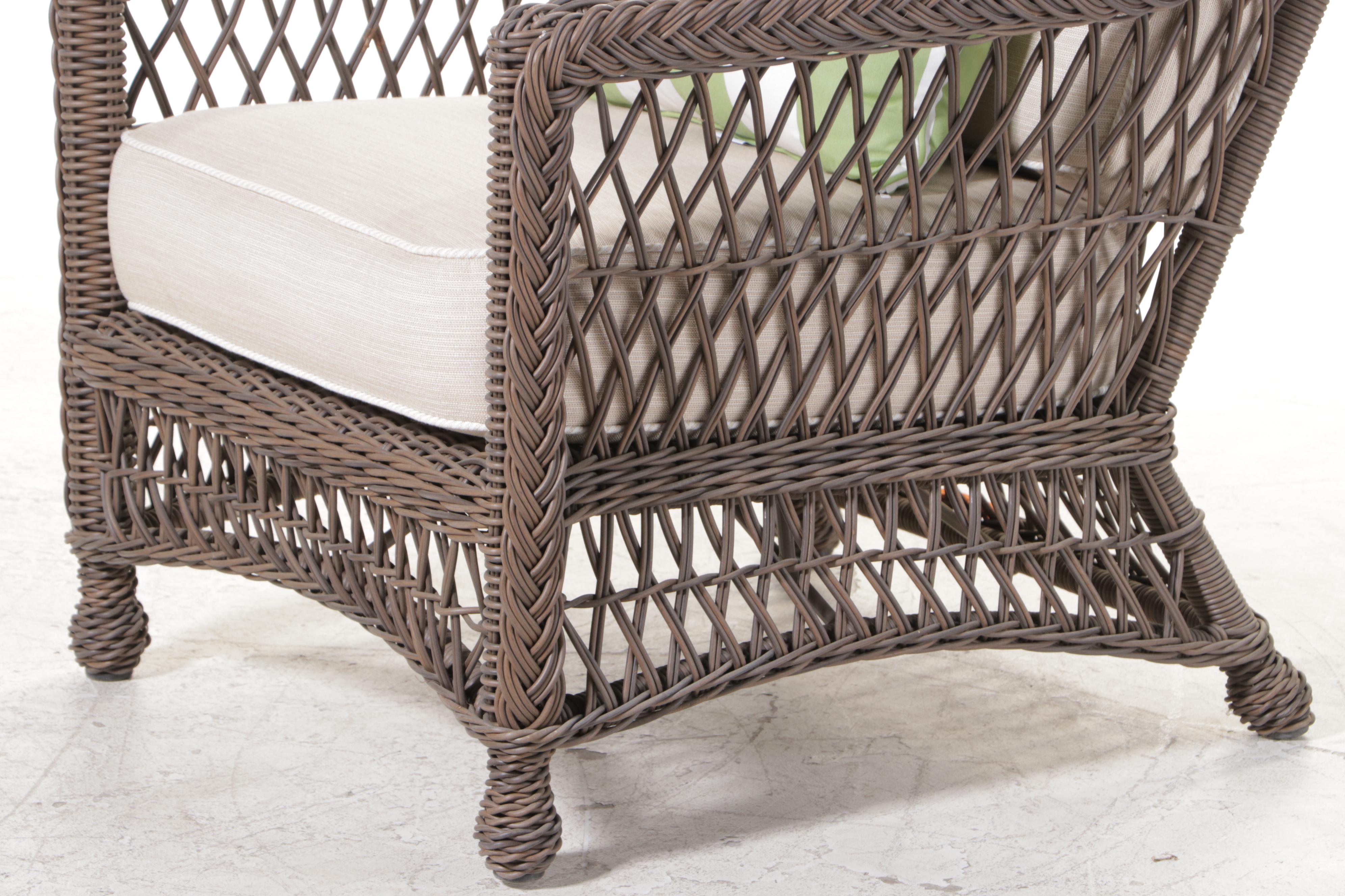 Frontgate "Hampton" Resin Wicker Patio Armchair and Ottoman in ...