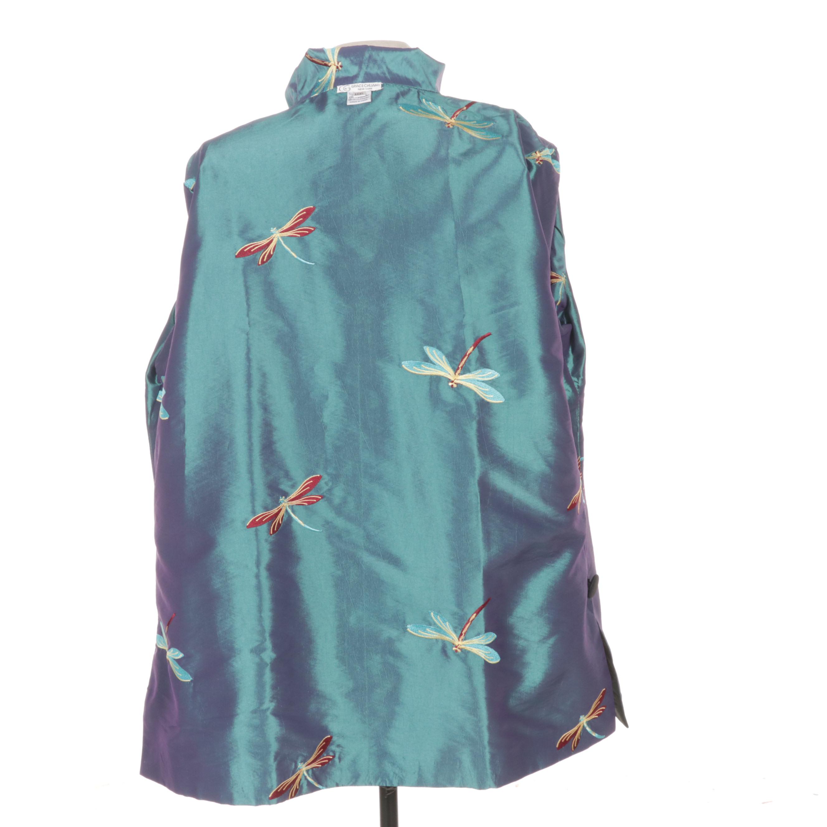 Grace Chuang Long Jacket with Stand up collar flower print JA997-1720 S26 BEST SELLER main image 1